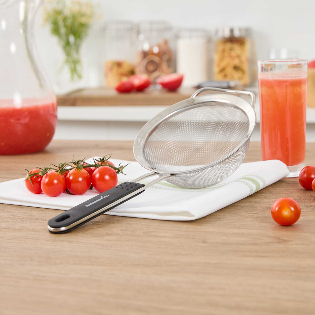 Comfy Grip Round Stainless Steel Extra Fine Mesh Strainer - with Silicone Handle - 5 1/2" - 1 count box