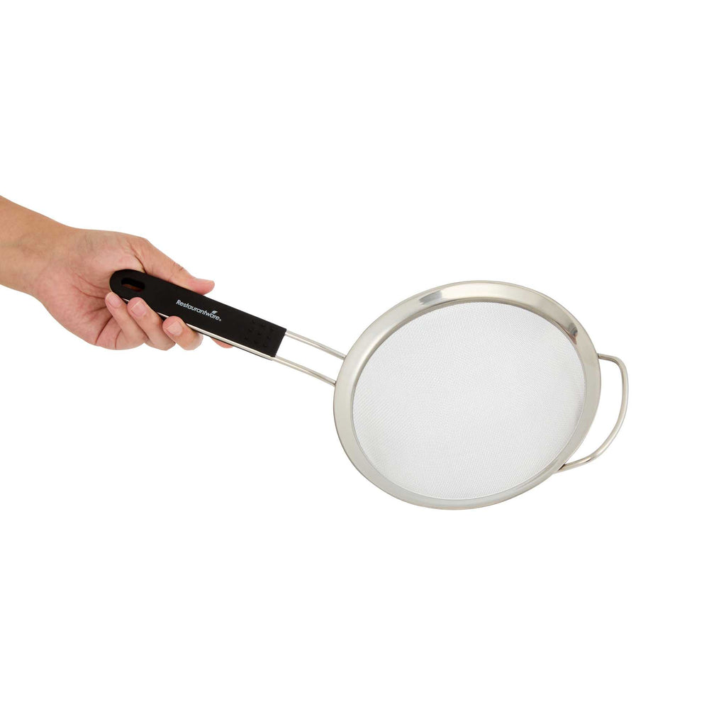 Comfy Grip Round Stainless Steel Extra Fine Mesh Strainer - with Silicone Handle - 7" - 1 count box