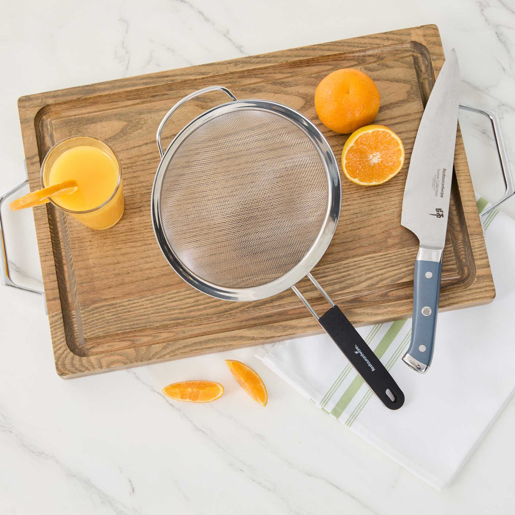 Comfy Grip Round Stainless Steel Extra Fine Mesh Strainer - with Silicone Handle - 7 3/4" - 1 count box