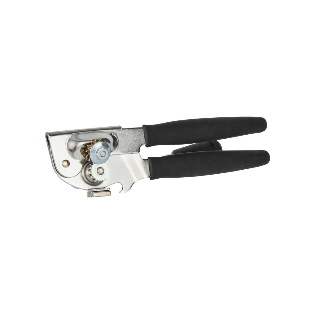 German Standard Black Stainless Steel Handheld Crank Can Opener - Magnetic Lid Lifter,Long Handles - 8 3/4" x 2 1/4" x 3 1/2" - 36 count box