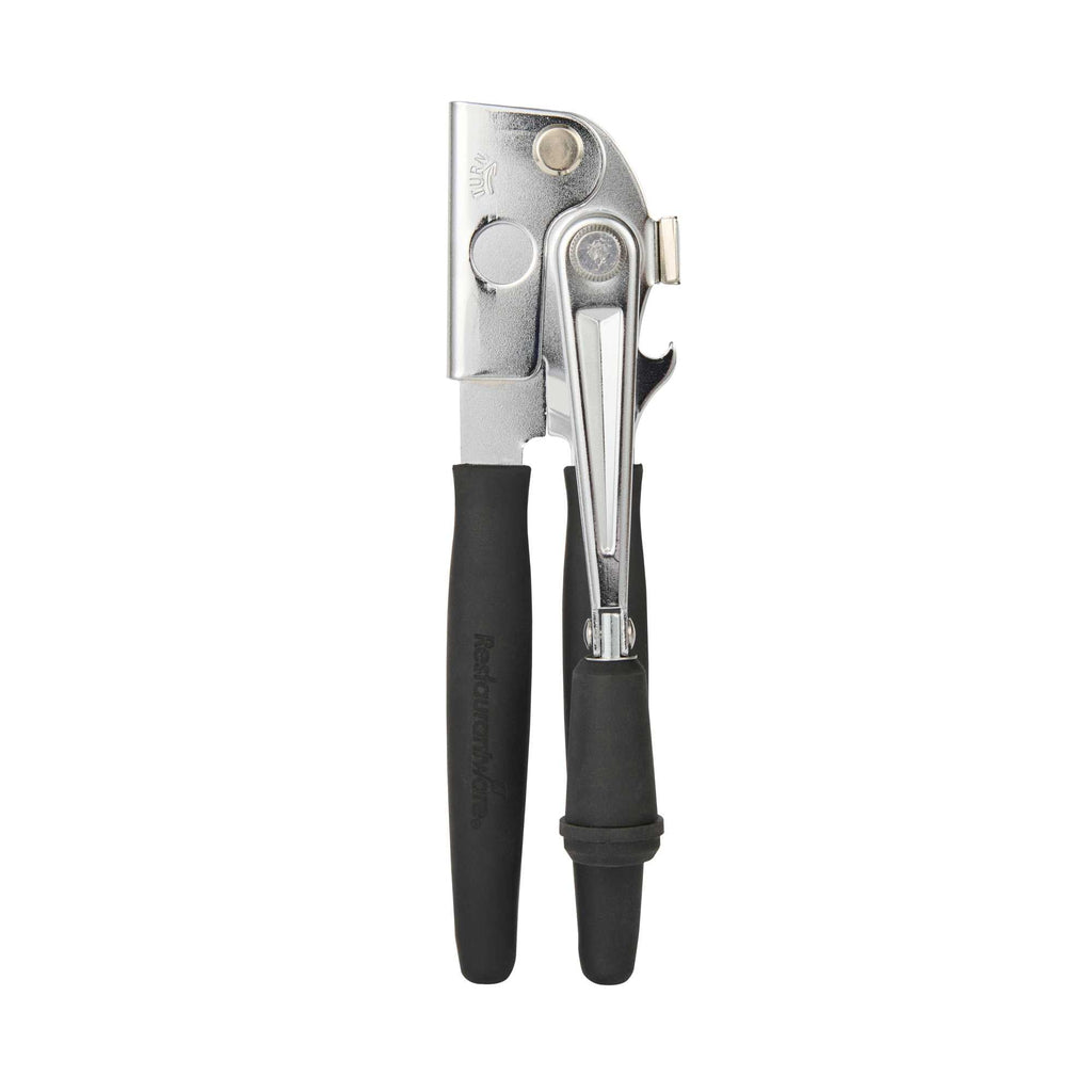 German Standard Black Stainless Steel Handheld Crank Can Opener - Magnetic Lid Lifter, Long Handles - 8 3/4" x 2 1/4" x 3 1/2" - 6 count box