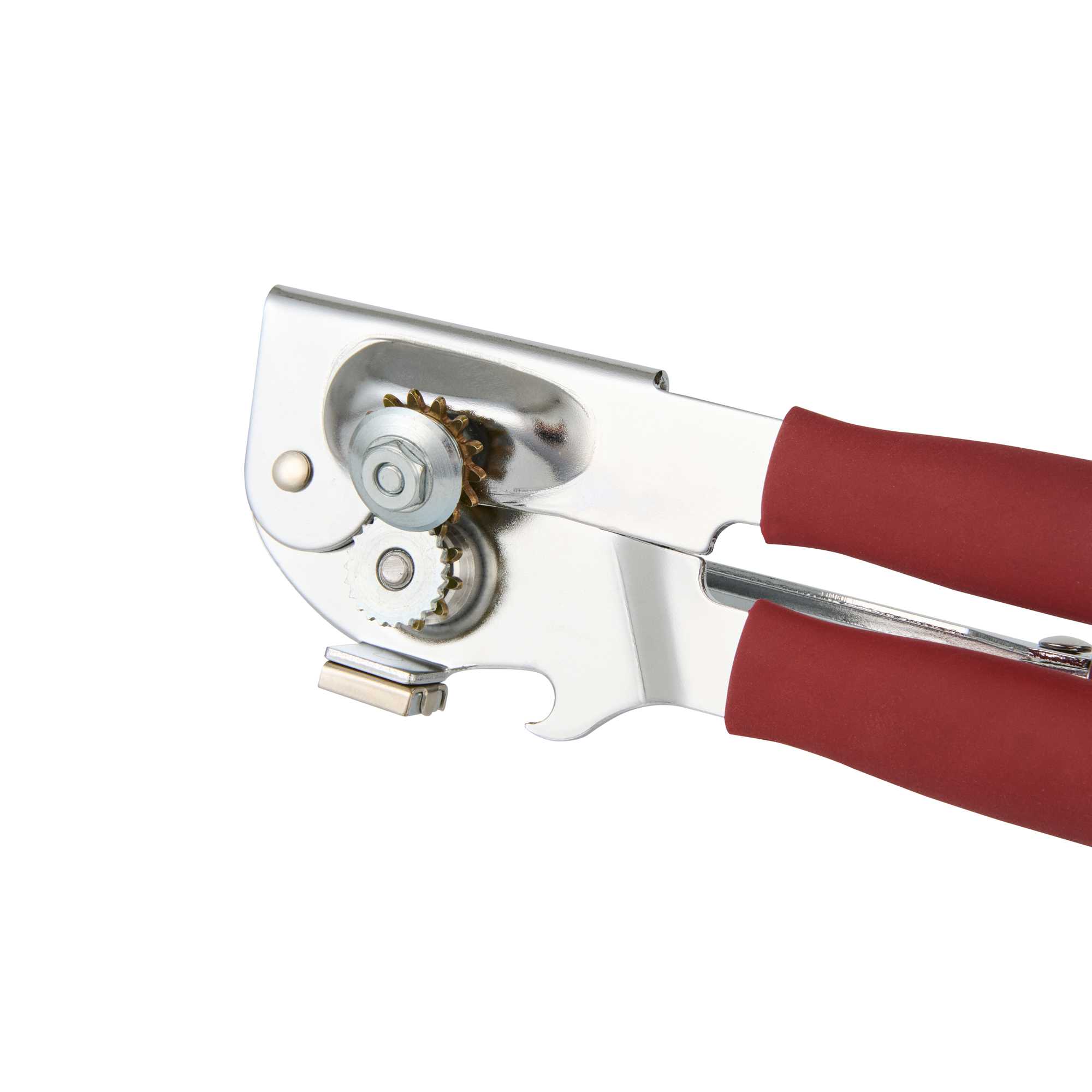 German Standard Red Stainless Steel Handheld Crank Can Opener - Magnetic Lid Lifter, Long Handles - 8 3/4" x 2 1/4" x 3 1/2" - 36 count box