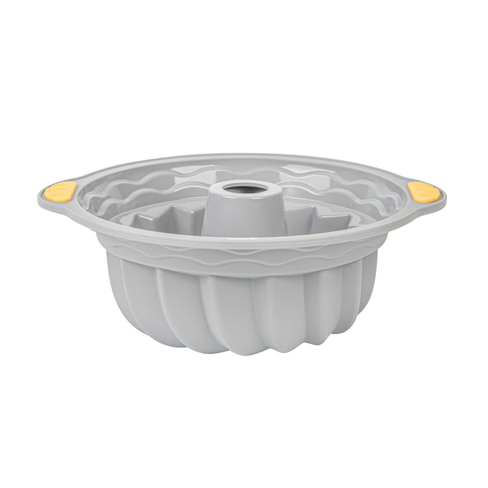 Pastry Tek Gray Silicone Kugelhopf / Fluted Bundt Cake Pan - Non-Stick, with Handles - 11 1/4" x 10 1/4" x 4" - 1 count box
