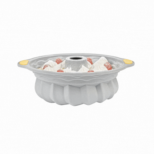 Pastry Tek Gray Silicone Kugelhopf / Fluted Bundt Cake Pan - Non-Stick, with Handles - 11 1/4" x 10 1/4" x 4" - 4 count box