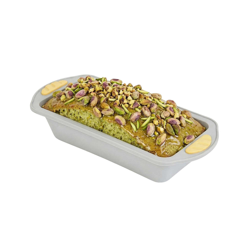 Pastry Tek Gray Silicone Bread Loaf Pan - Non-Stick, with Handles - 9 1/4" x 5 1/2" x 2 1/4" - 1 count box