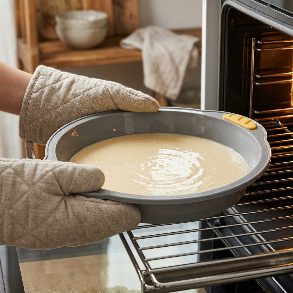 Pastry Tek Round Gray Silicone Cake Pan - Non-Stick, with Handles - 11 1/4" x 10 1/4" x 1 3/4" - 1 count box