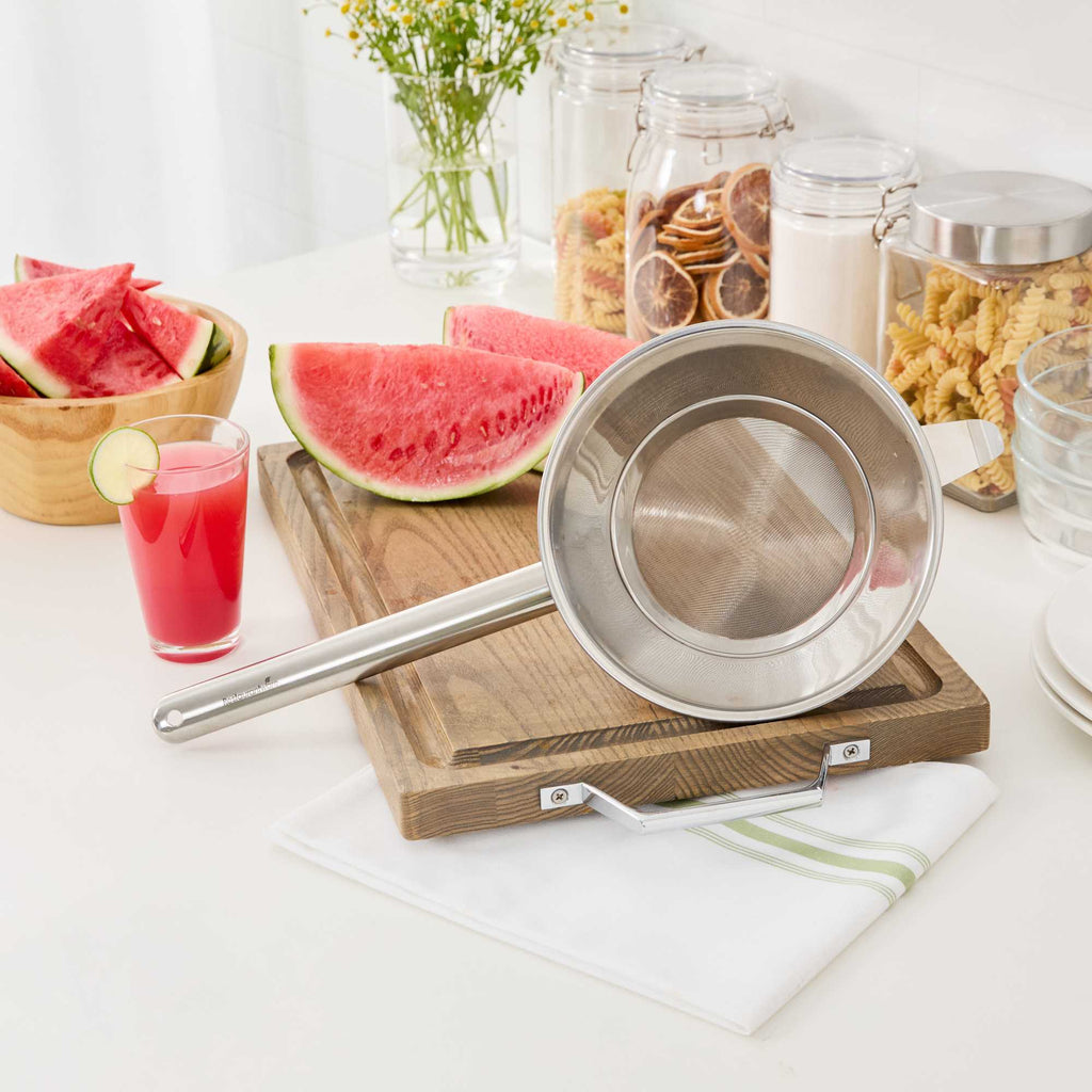 Met Lux Stainless Steel Bouillon / Chinois Strainer - Extra Fine Mesh - 8" - 1 count box