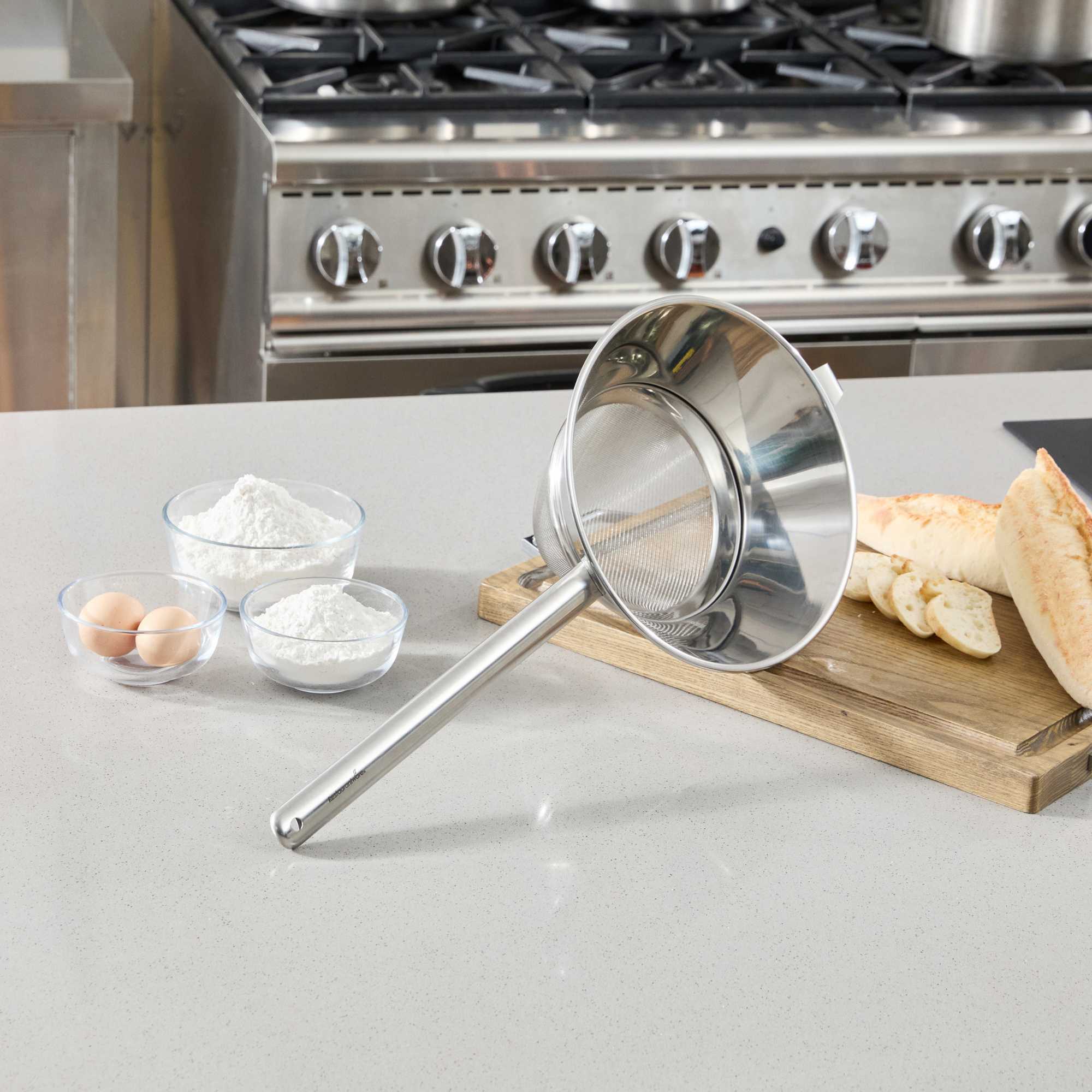 Met Lux Stainless Steel Bouillon / Chinois Strainer - Extra Fine Mesh - 10 1/4" - 1 count box