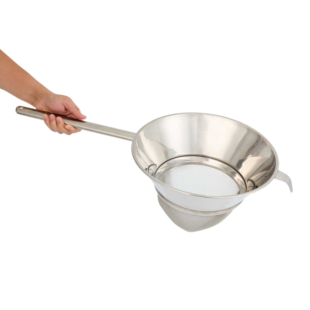 Met Lux Stainless Steel Bouillon / Chinois Strainer - Extra Fine Mesh - 11 3/4" - 1 count box