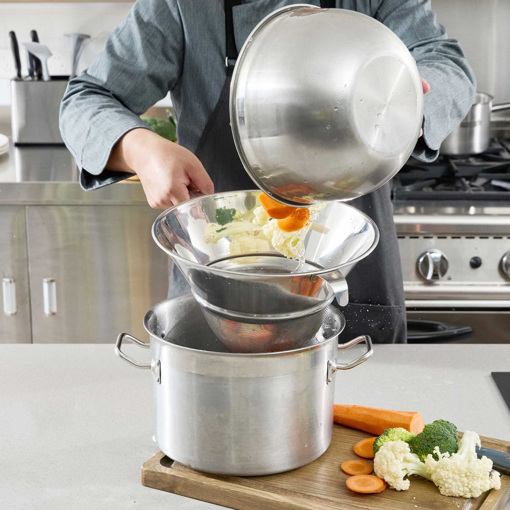 Met Lux Stainless Steel Bouillon / Chinois Strainer - Extra Fine Mesh - 11 3/4" - 1 count box
