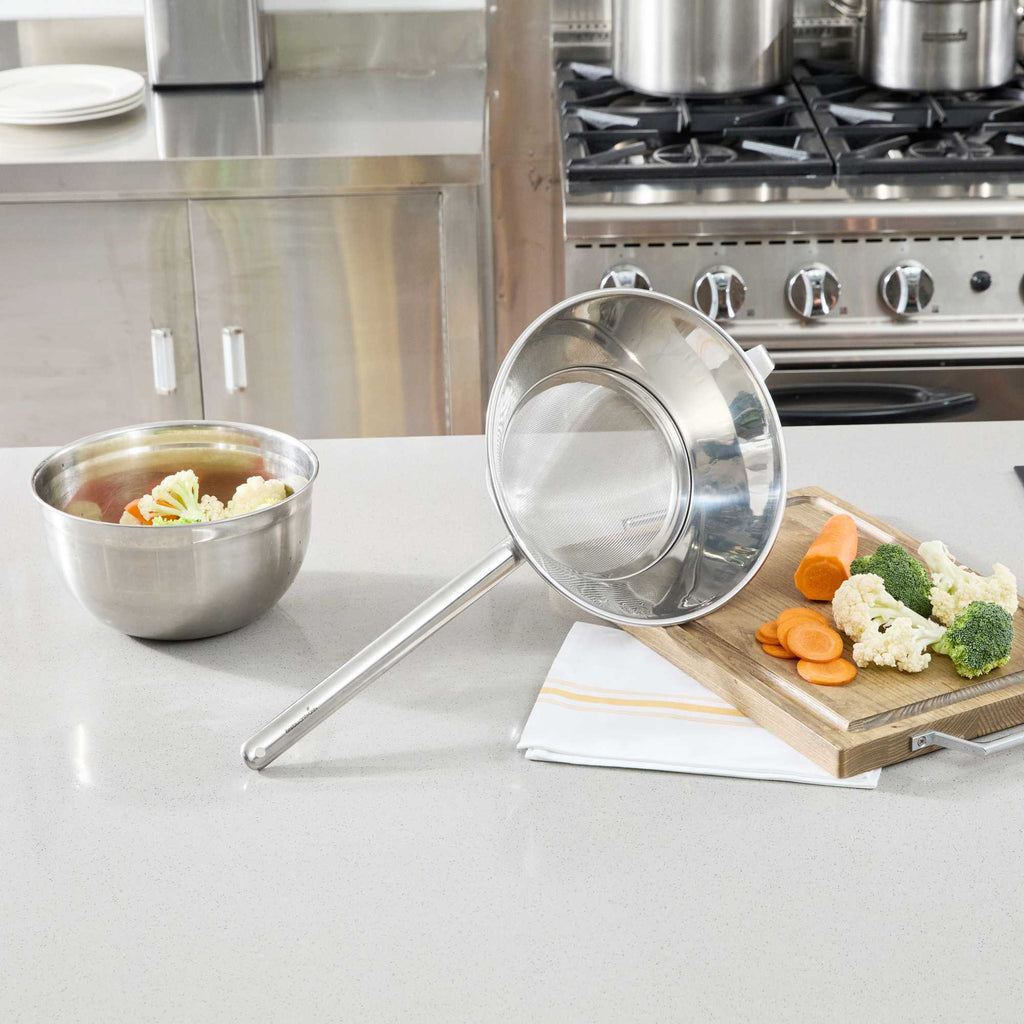 Met Lux Stainless Steel Bouillon / Chinois Strainer - Extra Fine Mesh - 11 3/4" - 1 count box