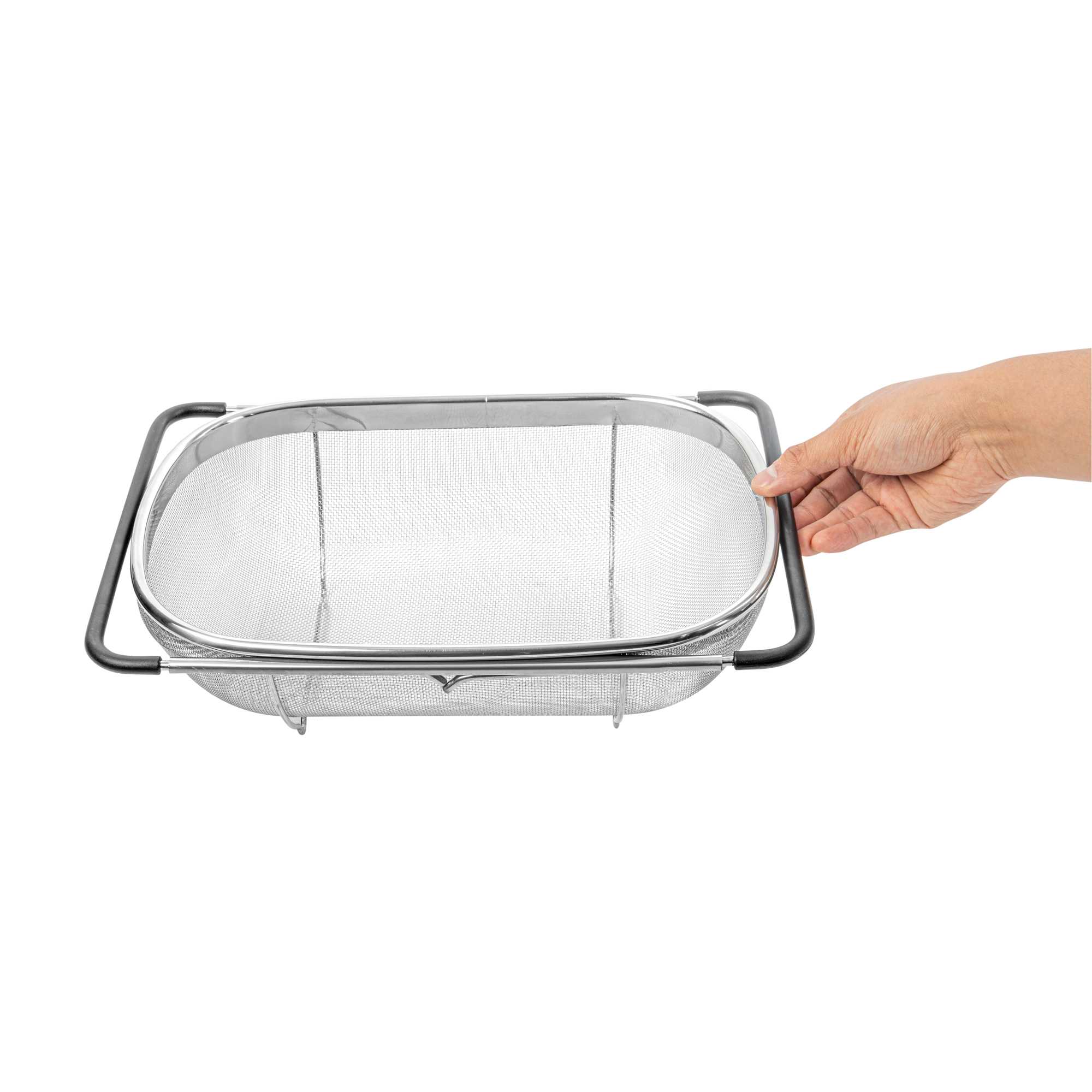 Met Lux 6 qt Stainless Steel Over-The-Sink Colander - Expandable Handles, Extra Fine Mesh - 14 1/4" x 9 3/4" x 4 1/4" - 1 count box