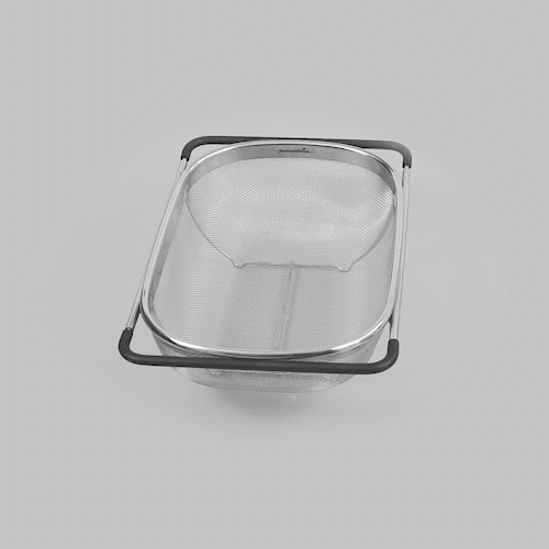 Met Lux 6 qt Stainless Steel Over-The-Sink Colander - Expandable Handles, Extra Fine Mesh - 14 1/4" x 9 3/4" x 4 1/4" - 1 count box