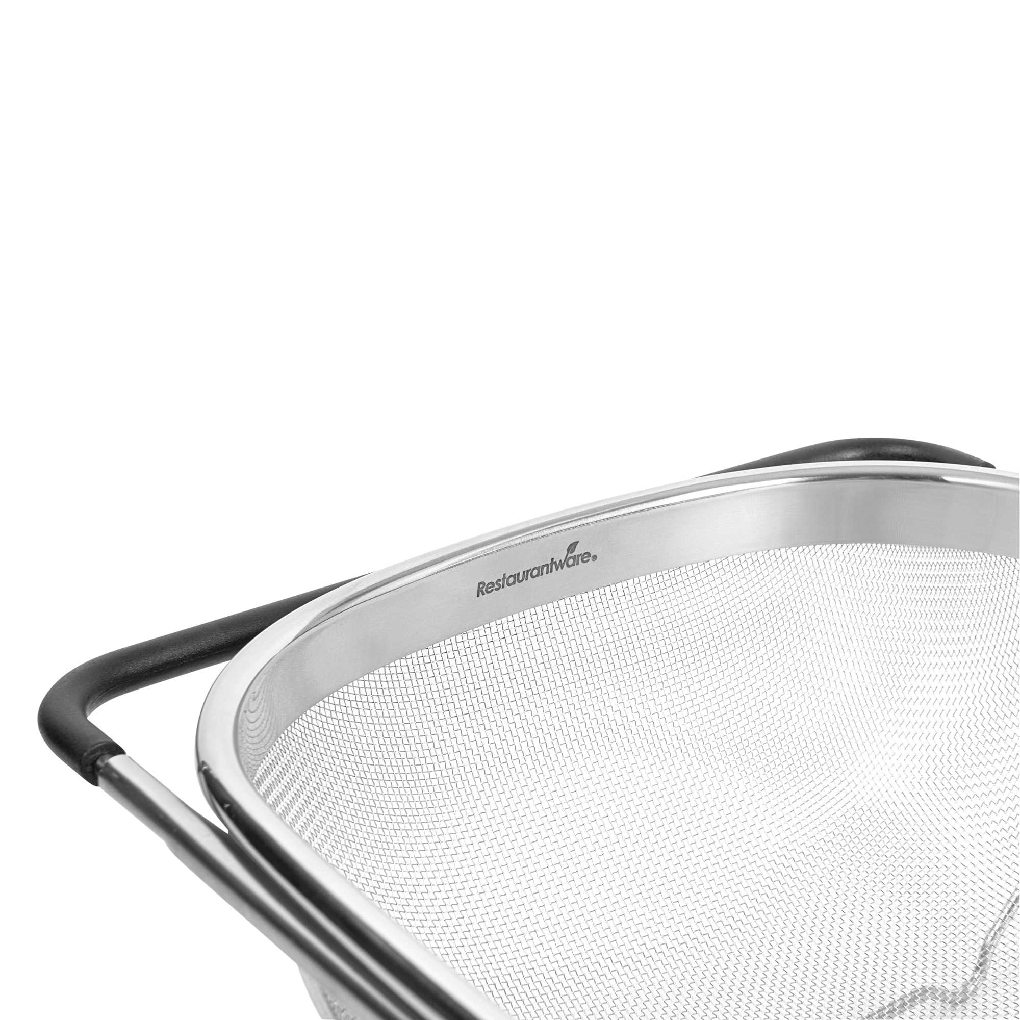 Met Lux 6 qt Stainless Steel Over-The-Sink Colander - Expandable Handles, Extra Fine Mesh - 14 1/4" x 9 3/4" x 4 1/4" - 1 count box