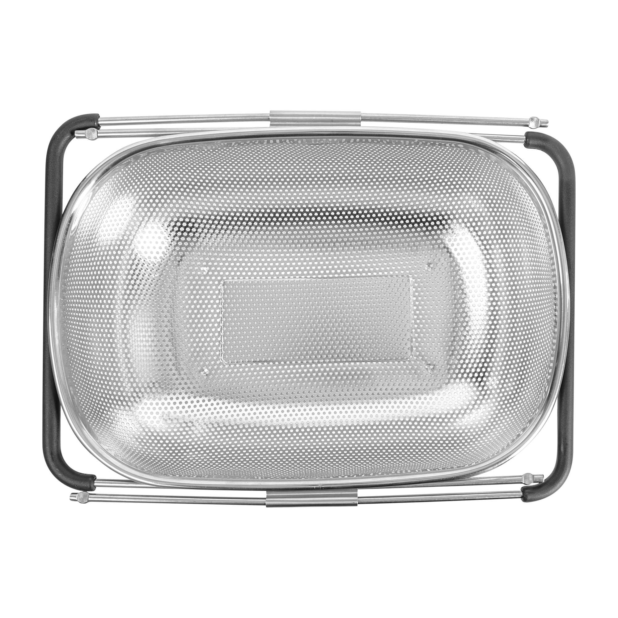 Met Lux 6 qt Stainless Steel Over-The-Sink Colander - Expandable Handles, Coarse Mesh - 14 1/2" x 10 1/2" x 4 1/2" - 1 count box