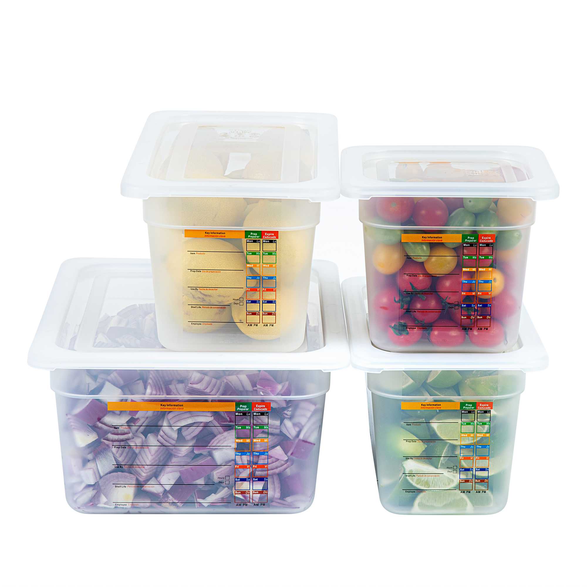 Met Lux 4-Piece Translucent Polypropylene Food Pan Set - 6" Deep, with Airtight Lids and Labels - 1 count box