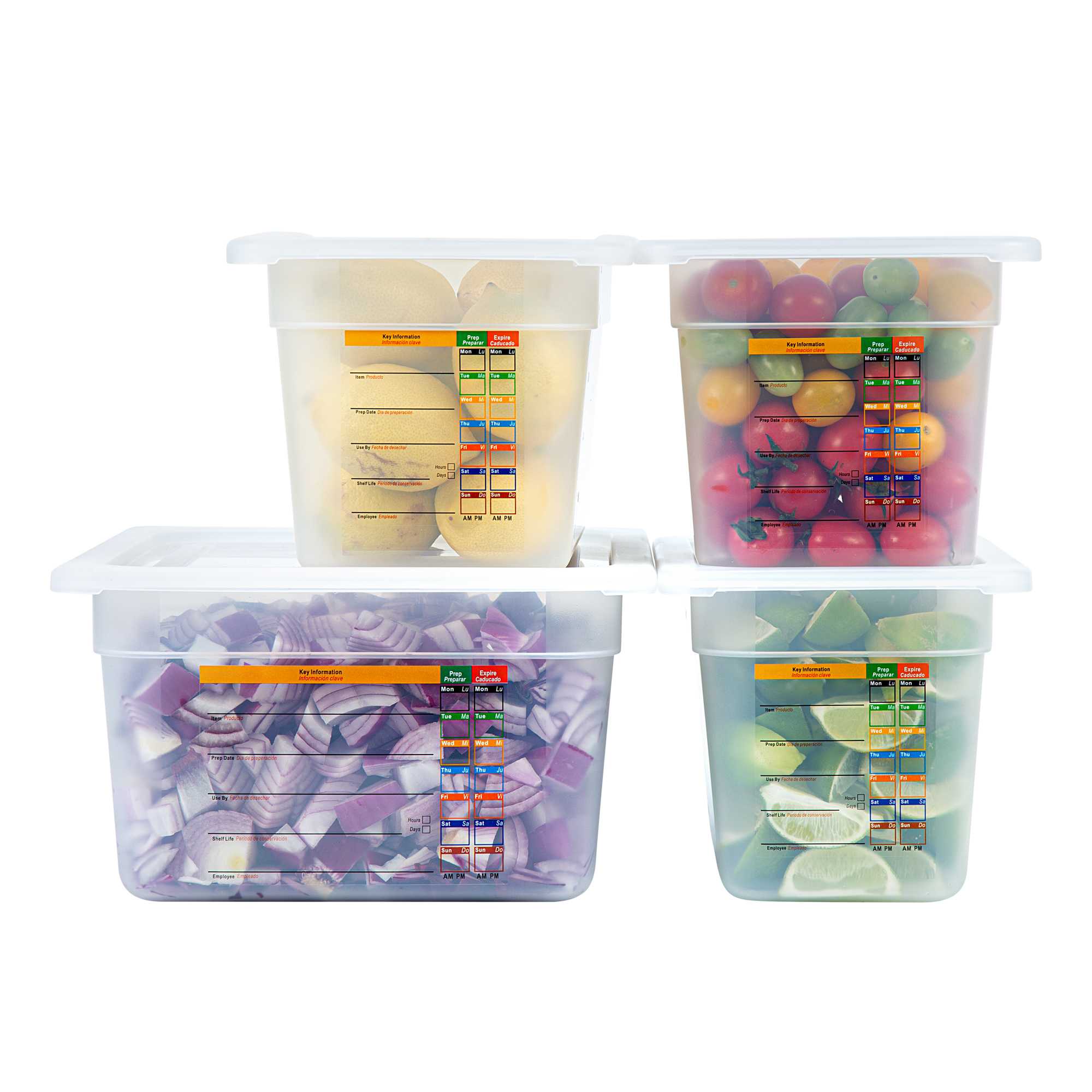 Met Lux 4-Piece Translucent Polypropylene Food Pan Set - 6" Deep, with Airtight Lids and Labels - 1 count box