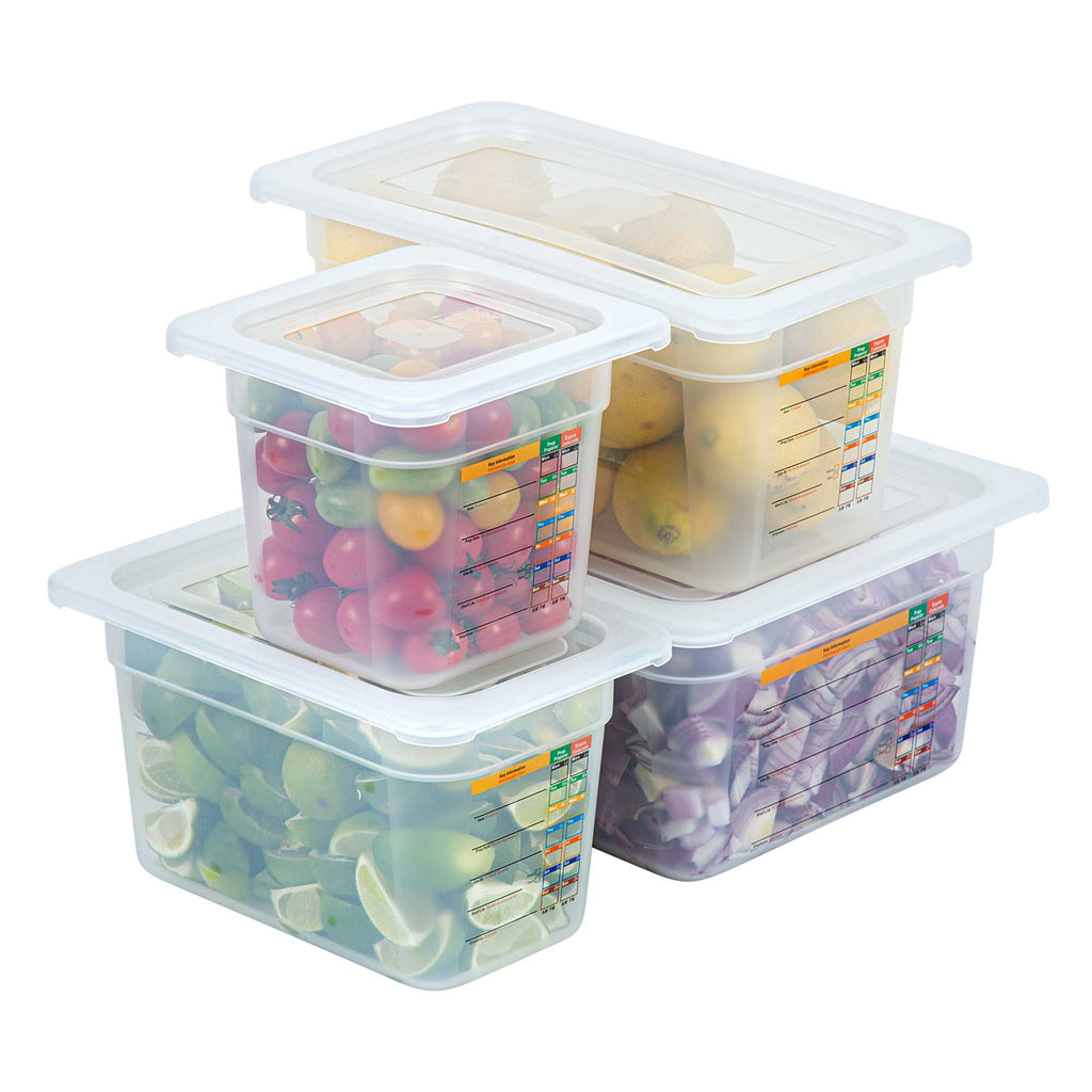 Met Lux 4-Piece Translucent Polypropylene Food Pan Set - 6" Deep, with Airtight Lids and Labels - 1 count box