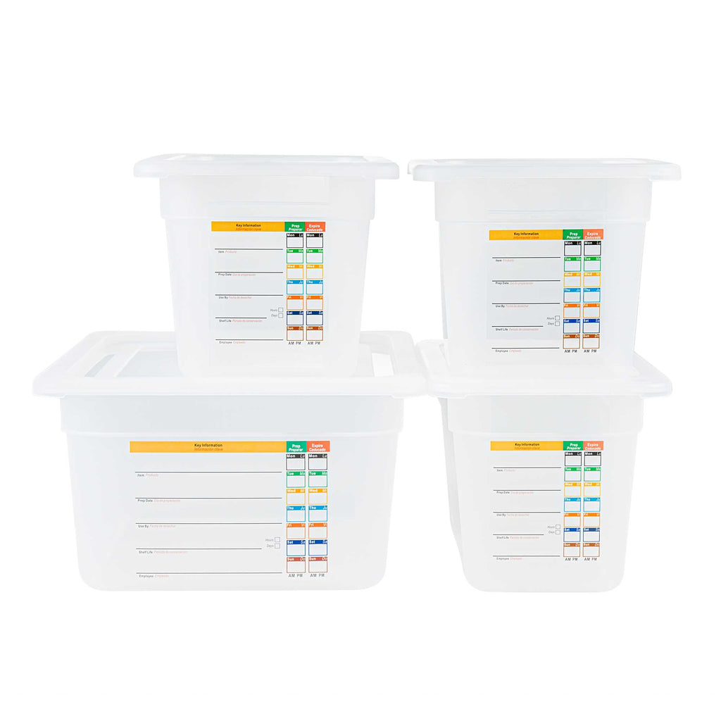 Met Lux 4-Piece Translucent Polypropylene Food Pan Set - 6" Deep, with Airtight Lids and Labels - 1 count box