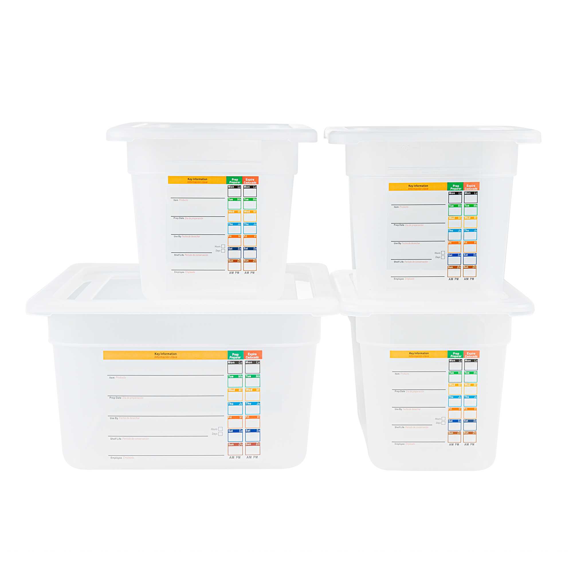 Met Lux 4-Piece Translucent Polypropylene Food Pan Set - 6" Deep, with Airtight Lids and Labels - 1 count box