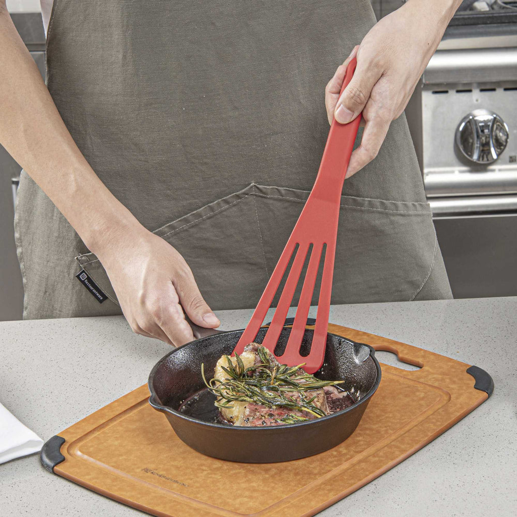 Met Lux Red Silicone High Temperature Slotted Turner / Spatula - 12 1/4" - 1 count box