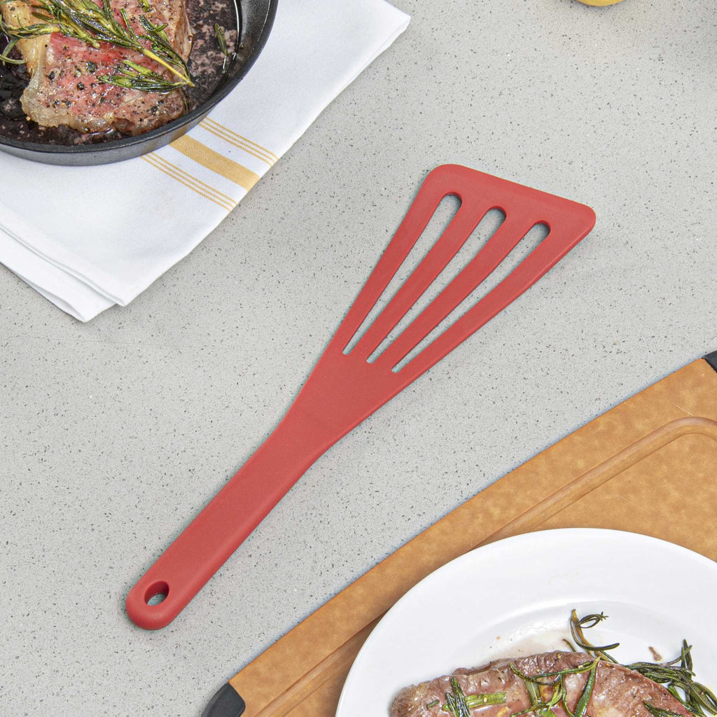 Met Lux Red Silicone High Temperature Slotted Turner / Spatula - 12 1/4" - 1 count box