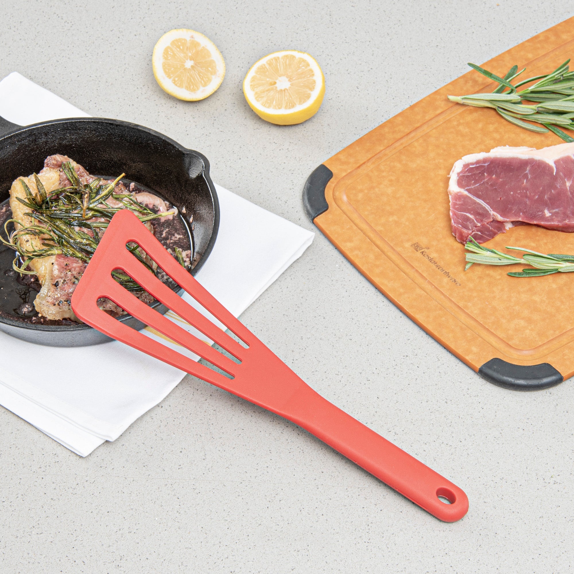 Met Lux Red Silicone High Temperature Slotted Turner / Spatula - 12 1/4" - 200 count box