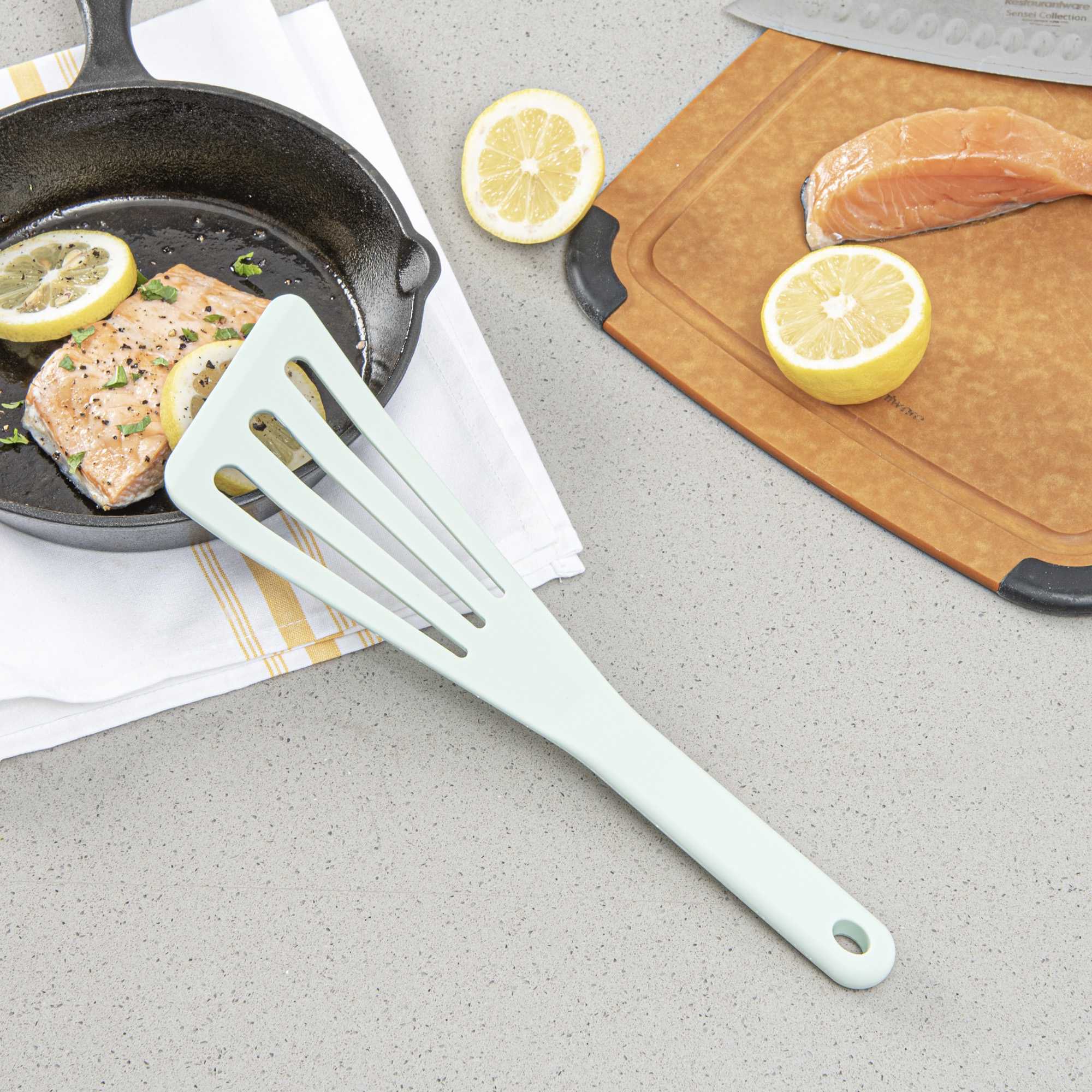 Met Lux Teal Silicone High Temperature Slotted Turner / Spatula - 12 1/4" - 1 count box