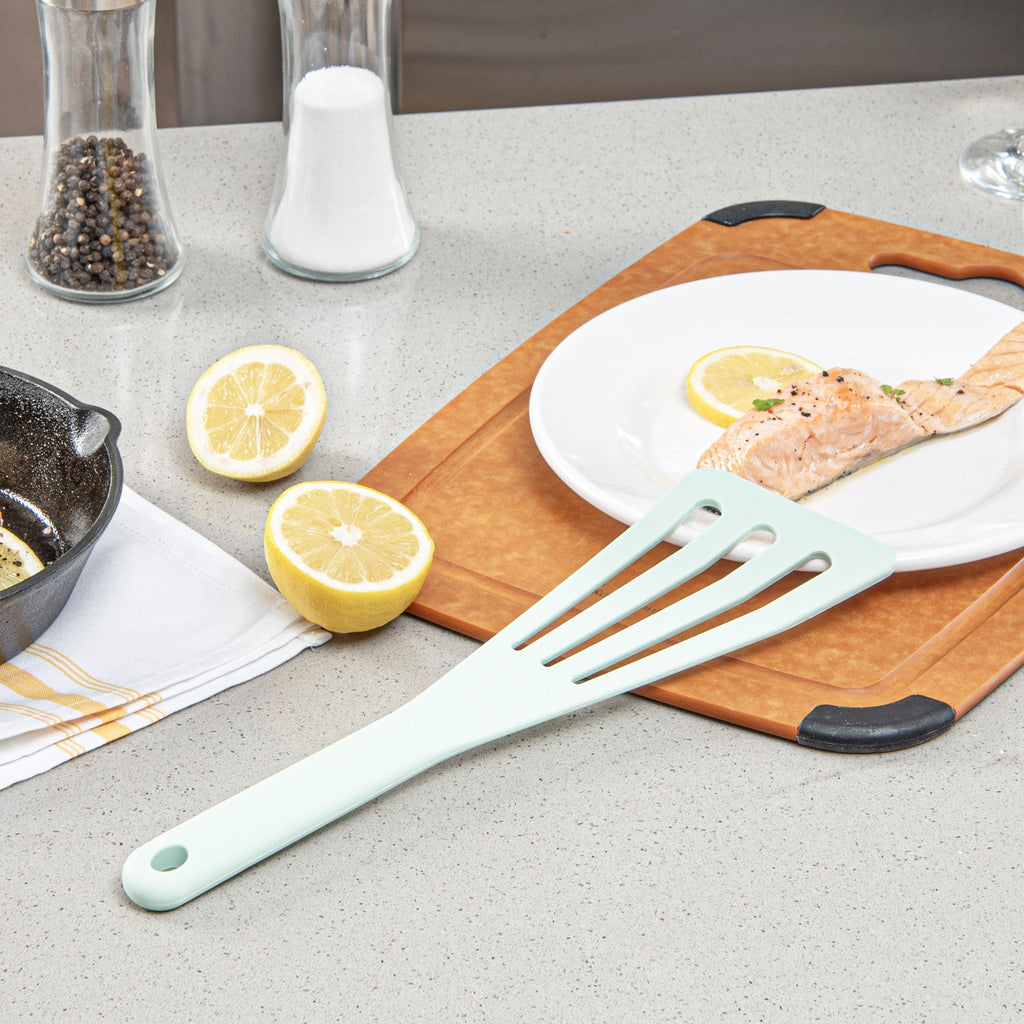 Met Lux Teal Silicone High Temperature Slotted Turner / Spatula - 12 1/4" - 200 count box