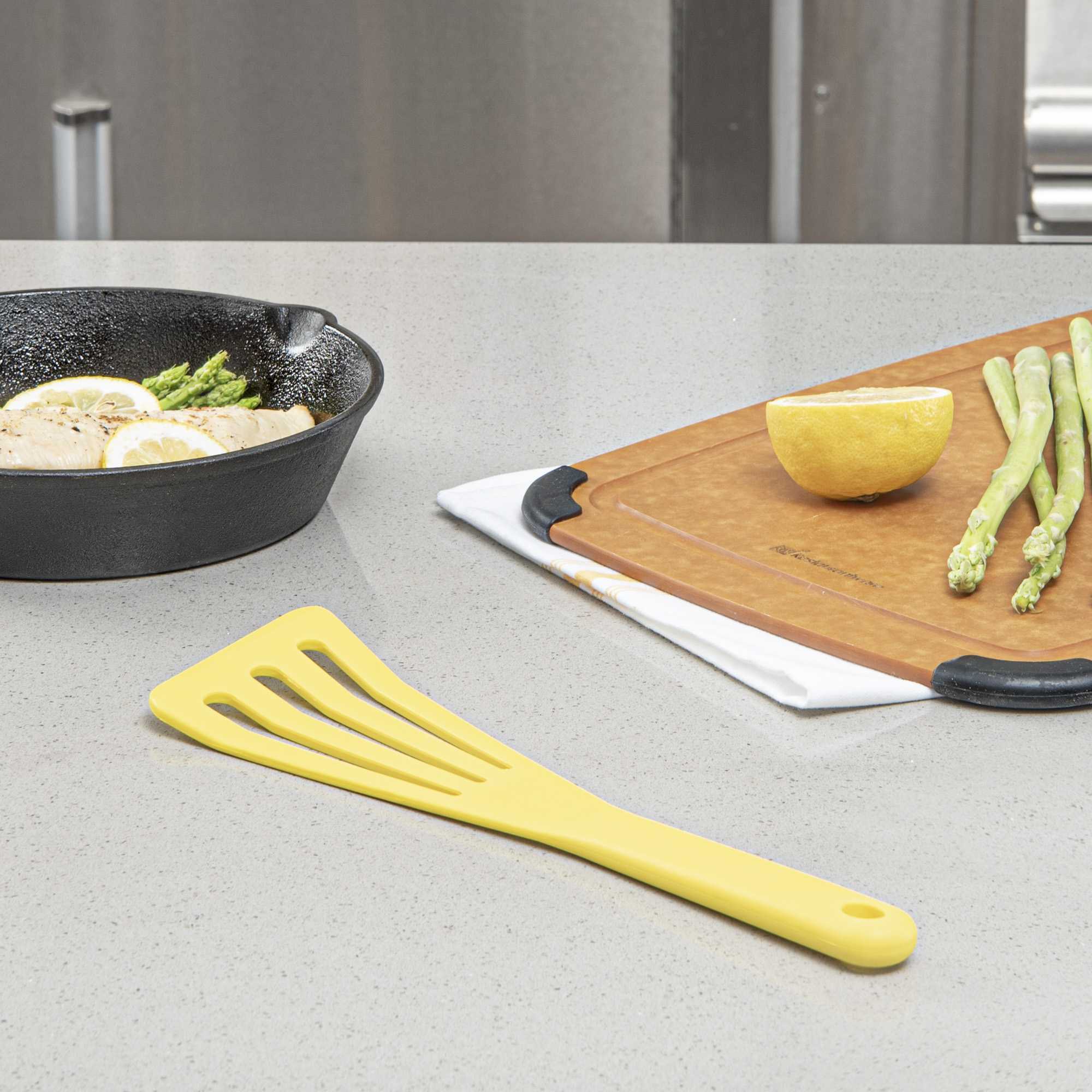 Met Lux Yellow Silicone High Temperature Slotted Turner / Spatula - 12 1/4" - 1 count box
