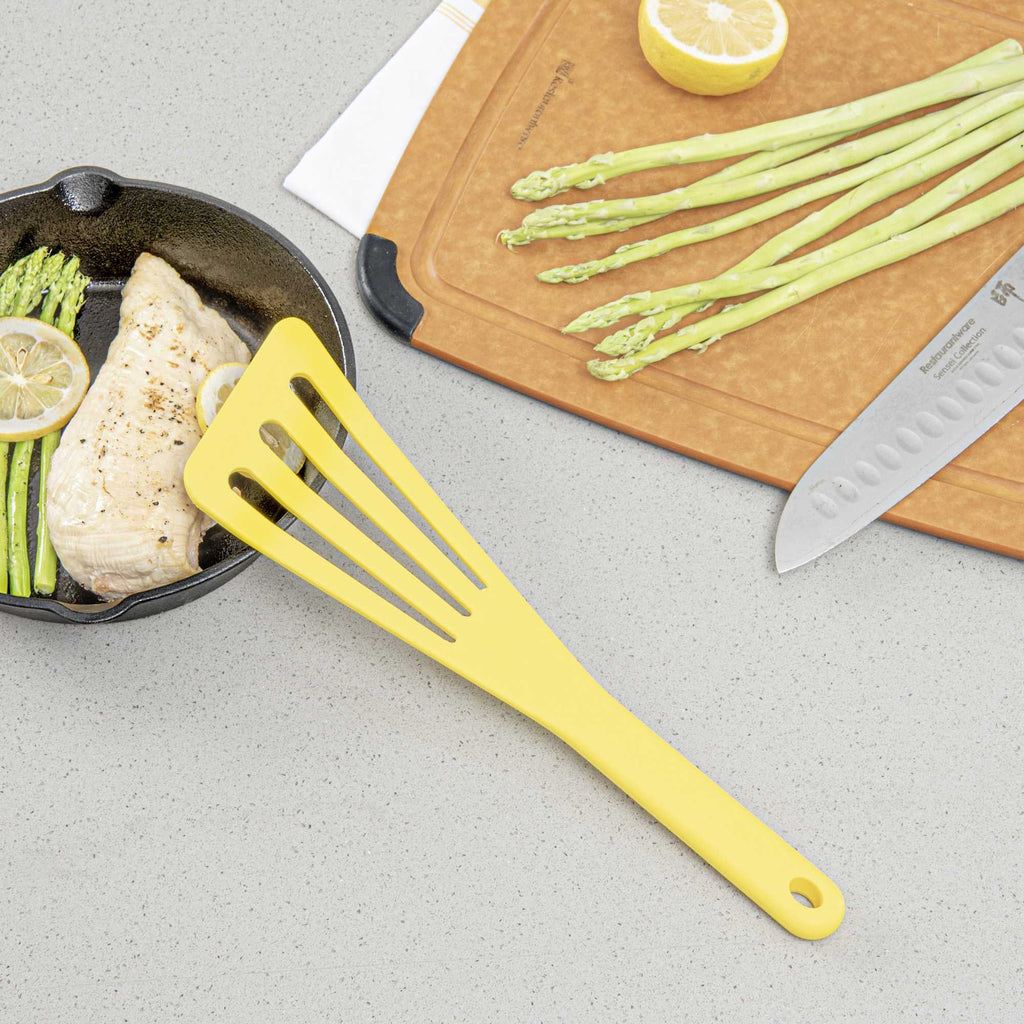 Met Lux Yellow Silicone High Temperature Slotted Turner / Spatula - 12 1/4" - 1 count box