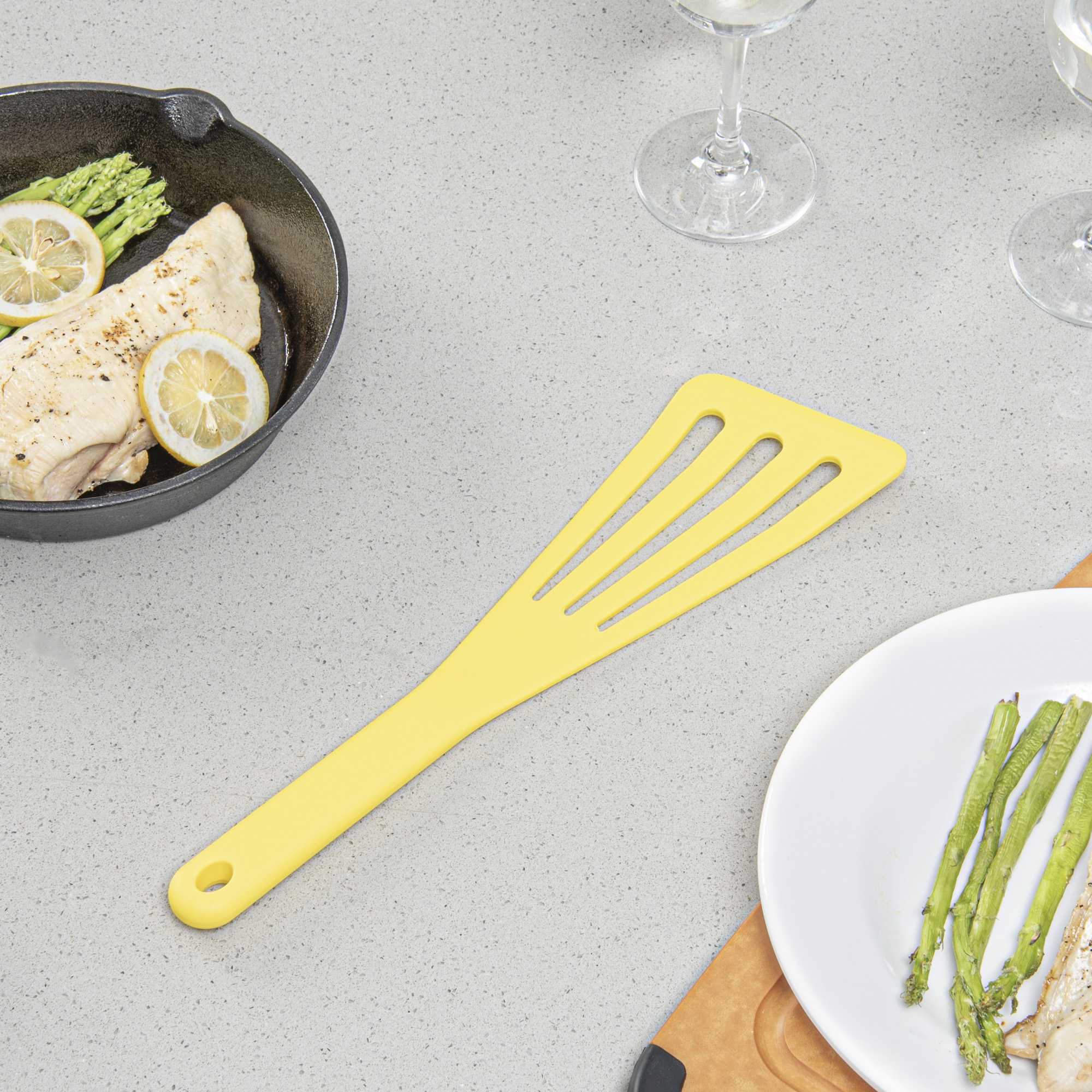 Met Lux Yellow Silicone High Temperature Slotted Turner / Spatula - 12 1/4" - 1 count box