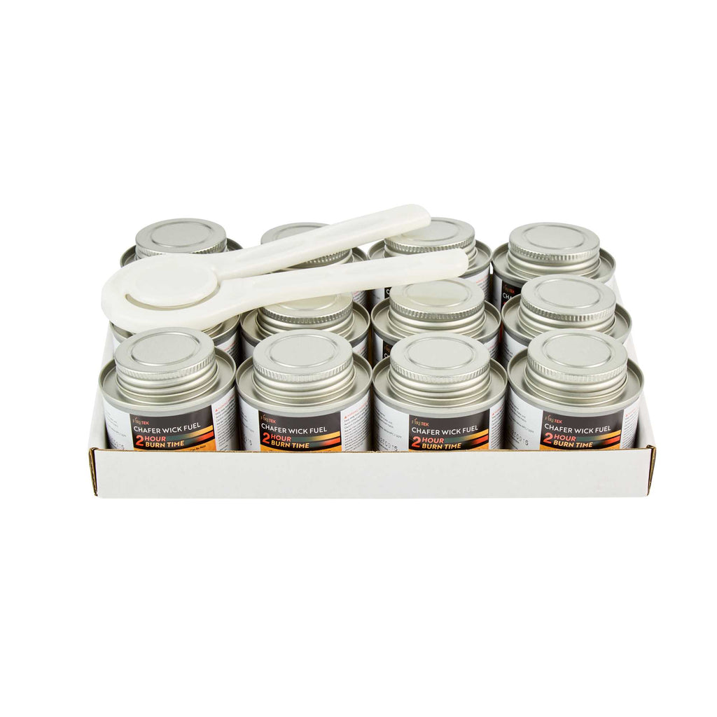 Fire Tek 2 Hour Wick Chafing Fuel - 12 Pack, with Safety Twist Cap and Lid Opener - 1 count box