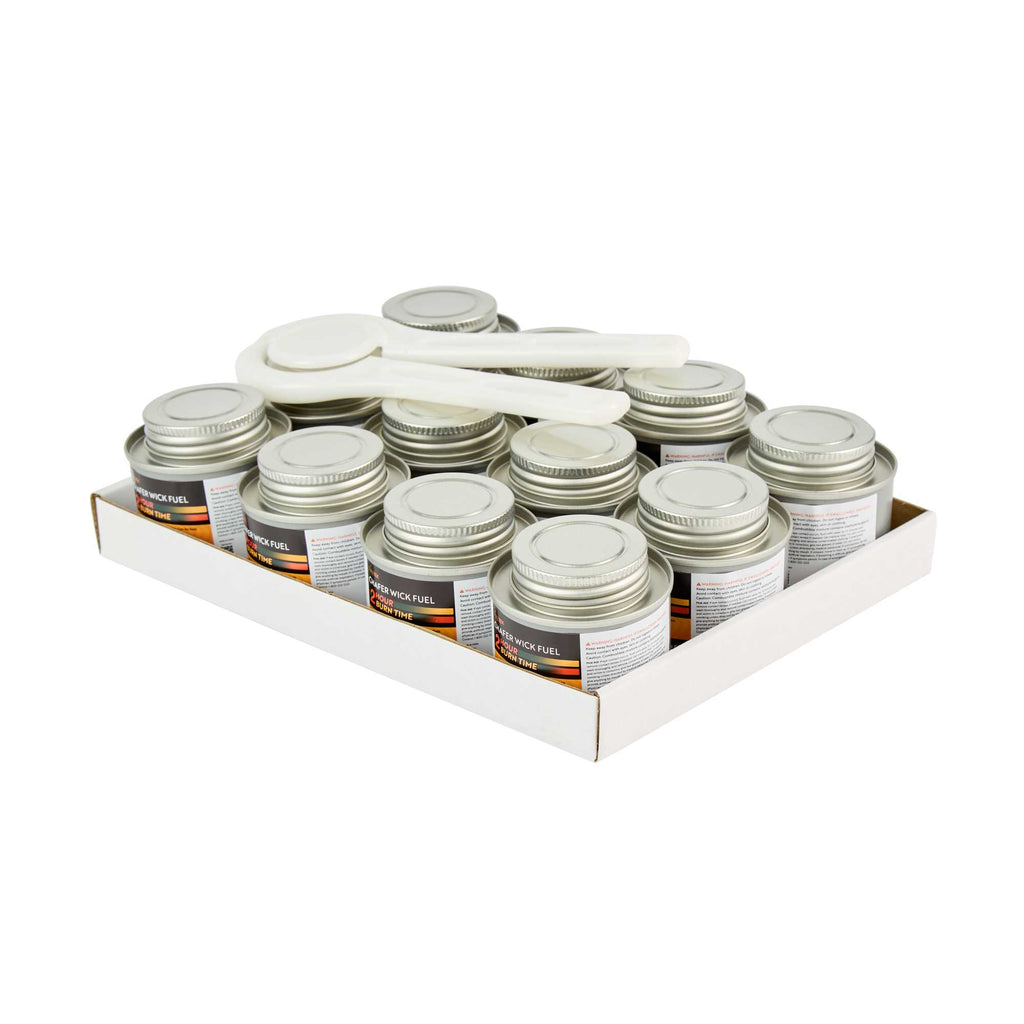 Fire Tek 2 Hour Wick Chafing Fuel - 12 Pack, with Safety Twist Cap and Lid Opener - 1 count box
