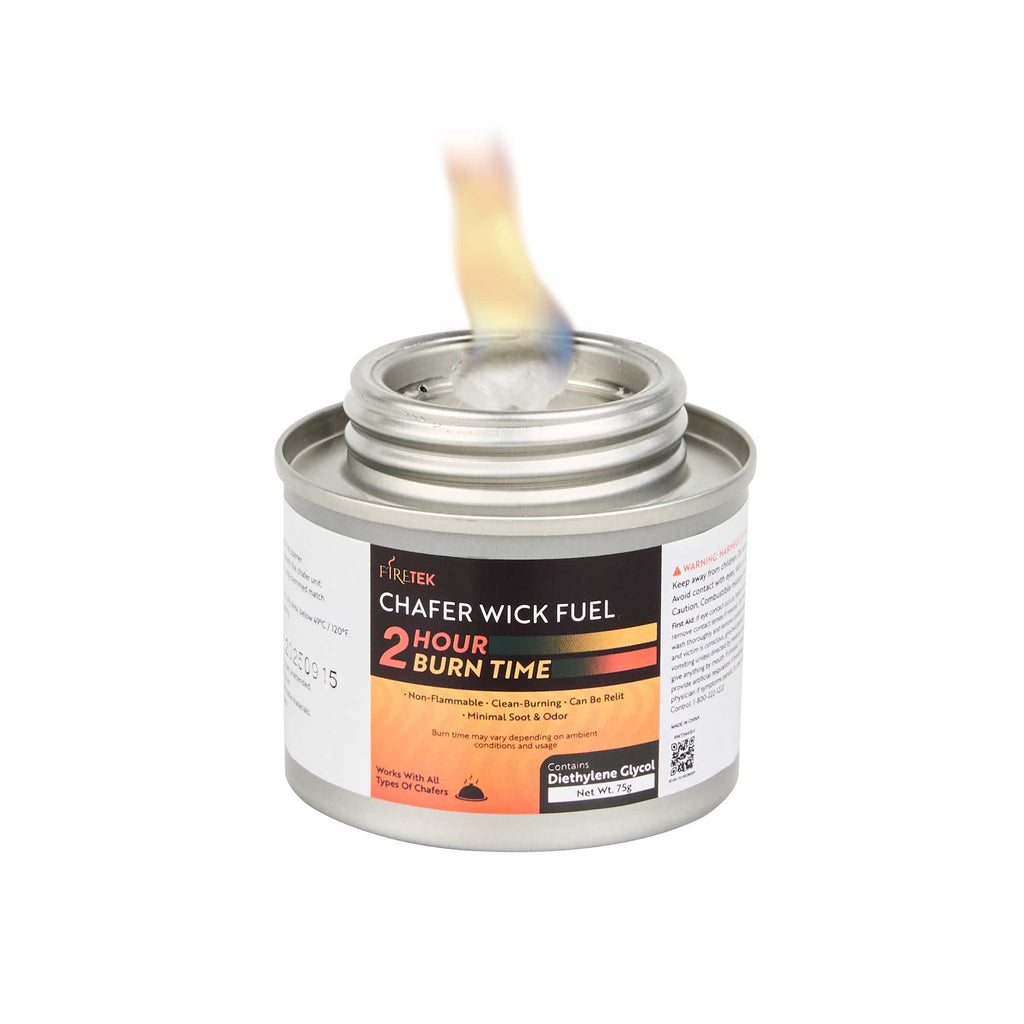 Fire Tek 2 Hour Wick Chafing Fuel - 12 Pack, with Safety Twist Cap and Lid Opener - 2 count box