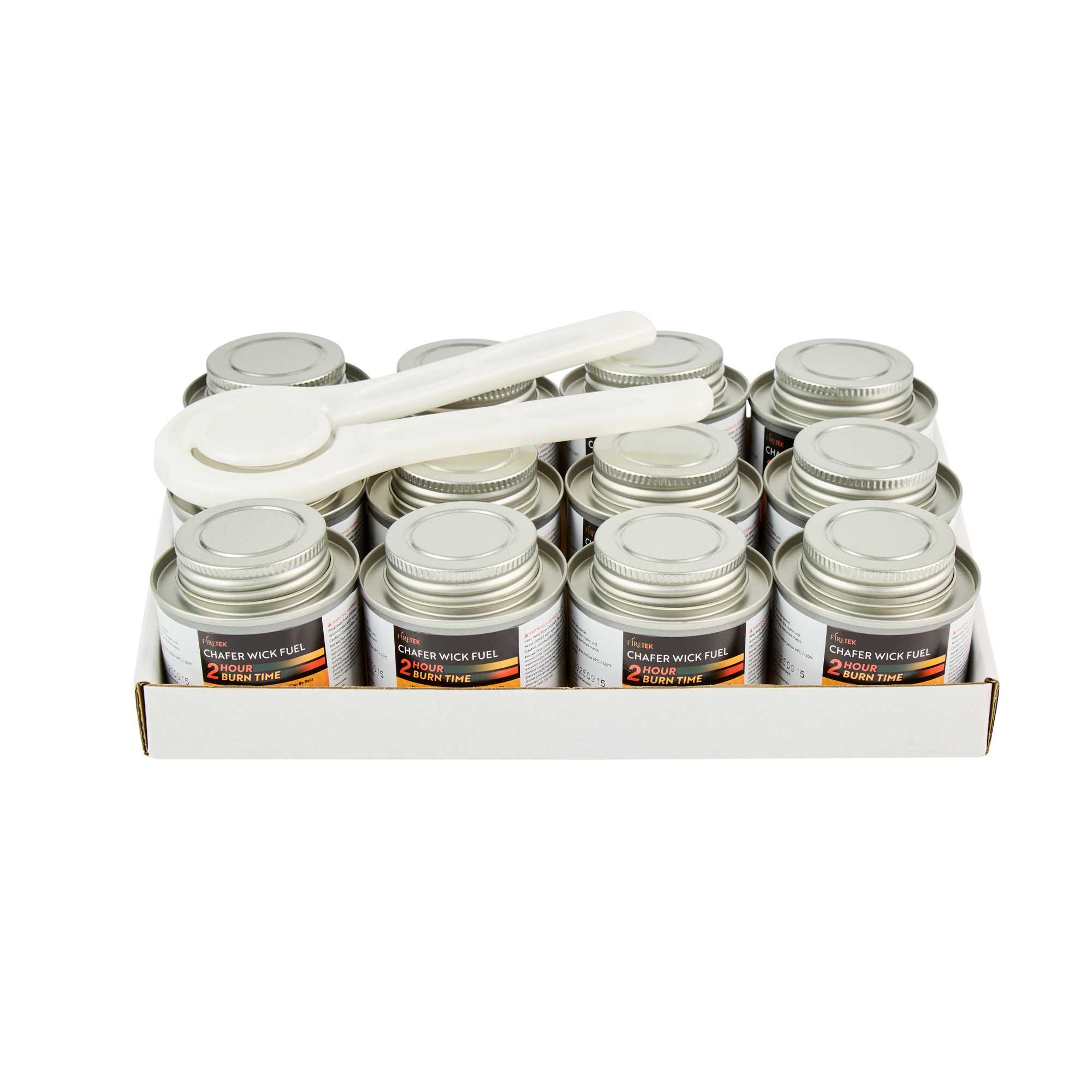 Fire Tek 2 Hour Wick Chafing Fuel - 12 Pack, with Safety Twist Cap and Lid Opener - 2 count box