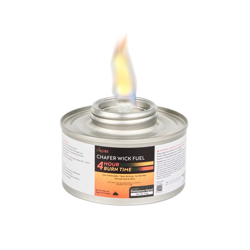 Fire Tek 4 Hour Wick Chafing Fuel - 6 Pack, with Safety Twist Cap and Lid Opener - 1 count box