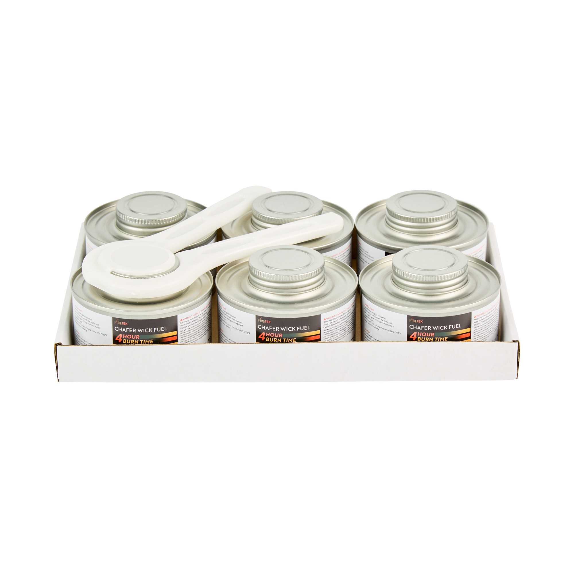 Fire Tek 4 Hour Wick Chafing Fuel - 6 Pack, with Safety Twist Cap and Lid Opener - 1 count box