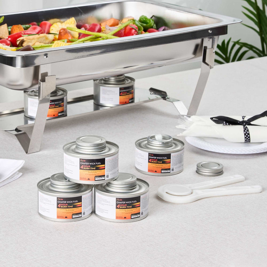 Fire Tek 4 Hour Wick Chafing Fuel - 6 Pack, with Safety Twist Cap and Lid Opener - 4 count box