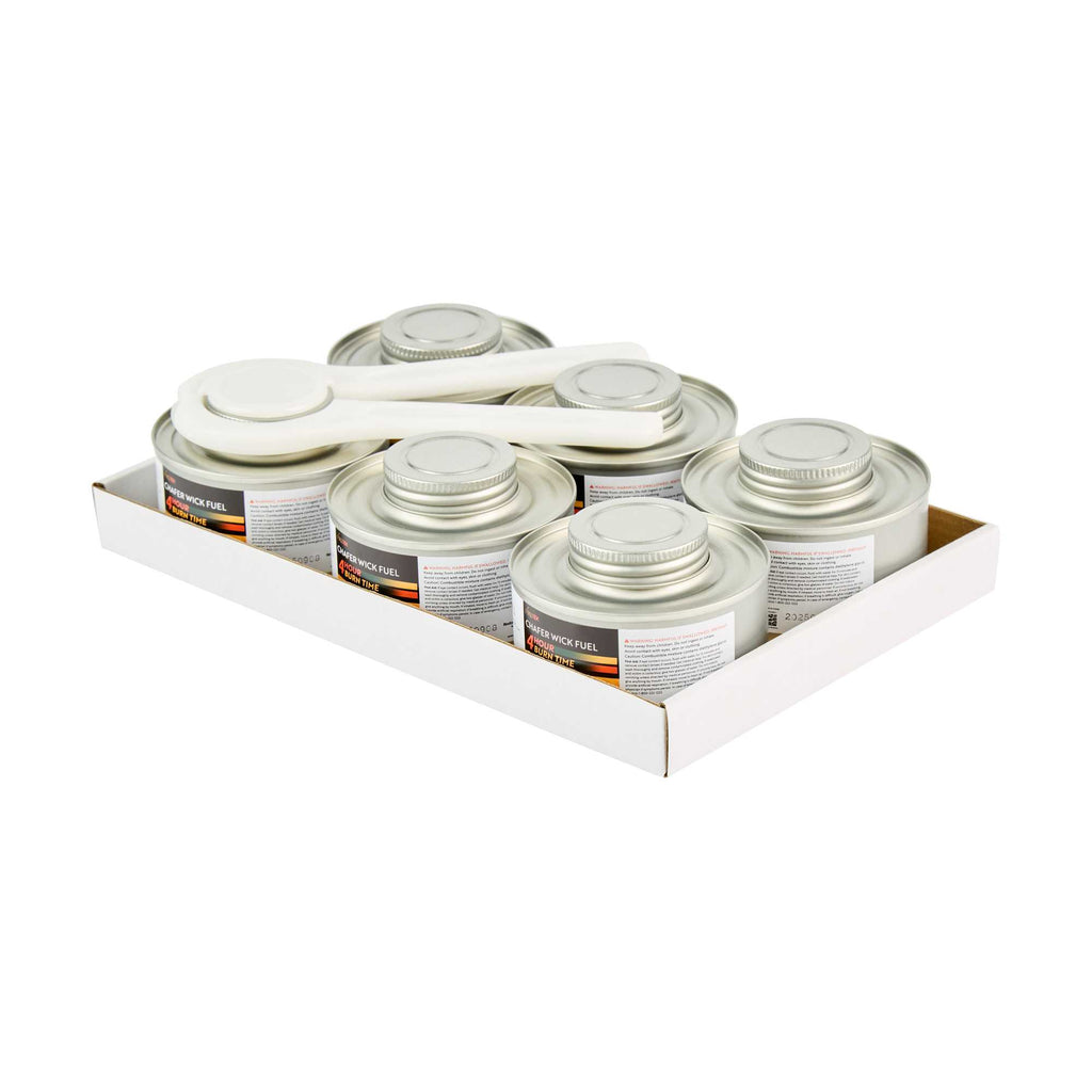 Fire Tek 4 Hour Wick Chafing Fuel - 6 Pack, with Safety Twist Cap and Lid Opener - 4 count box