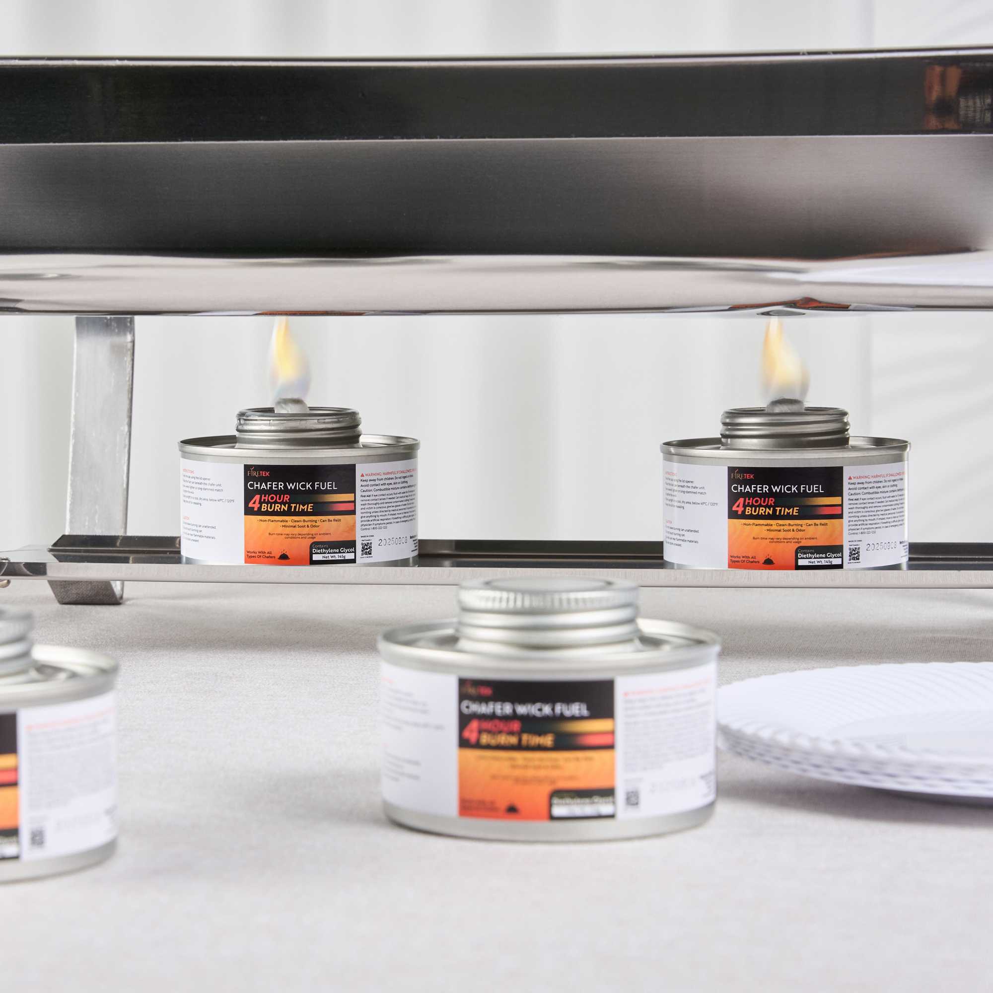 Fire Tek 4 Hour Wick Chafing Fuel - 6 Pack, with Safety Twist Cap and Lid Opener - 4 count box