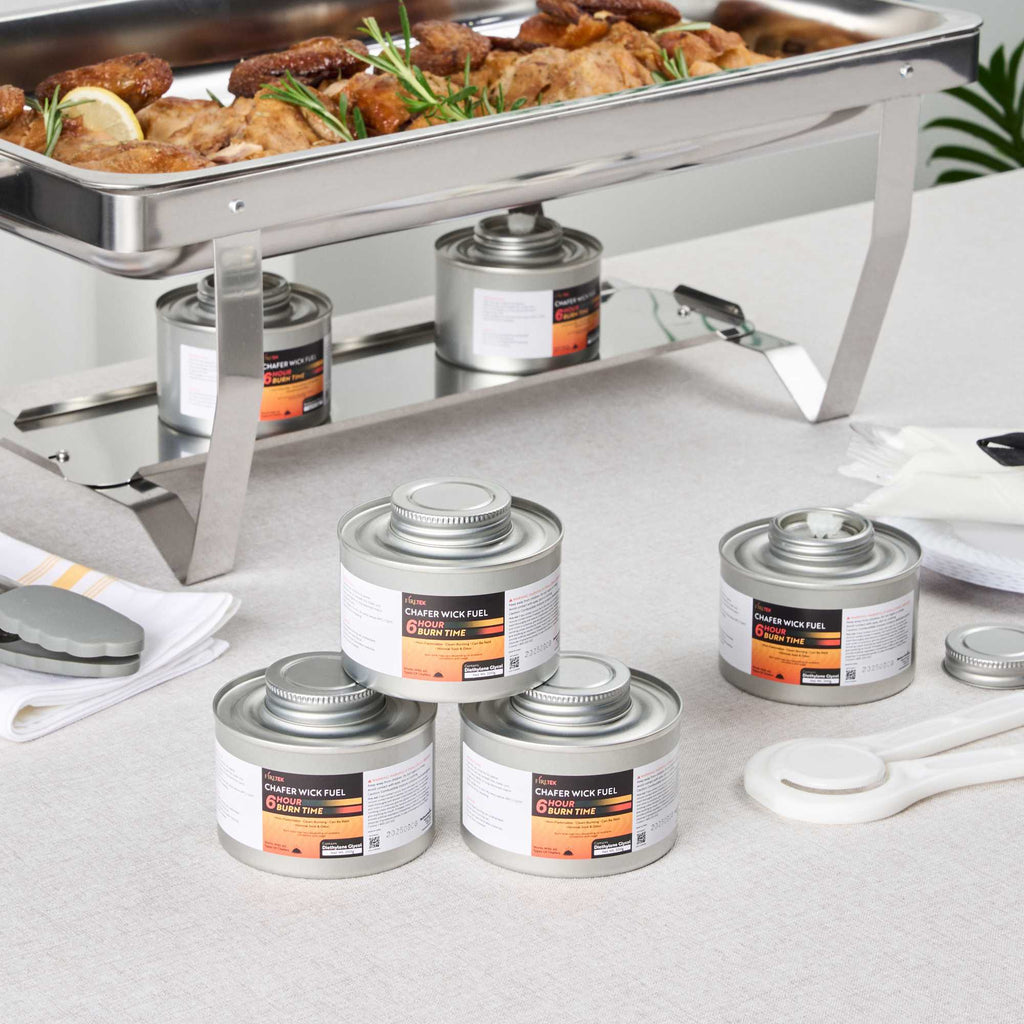Fire Tek 6 Hour Wick Chafing Fuel - 6 Pack, with Safety Twist Cap and Lid Opener - 4 count box