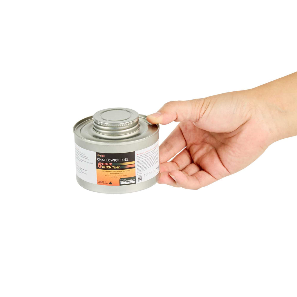 Fire Tek 6 Hour Wick Chafing Fuel - 6 Pack, with Safety Twist Cap and Lid Opener - 4 count box