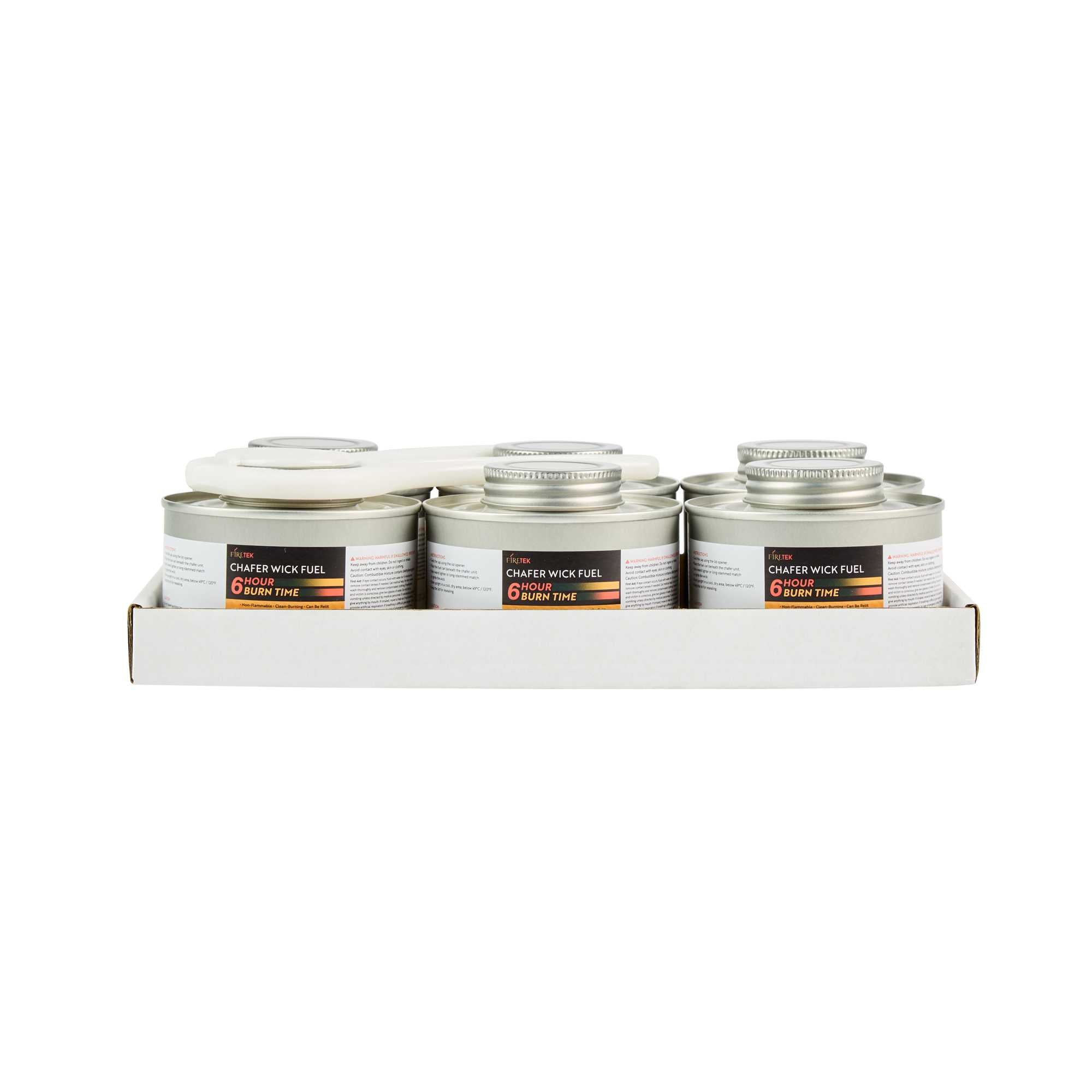 Fire Tek 6 Hour Wick Chafing Fuel - 6 Pack, with Safety Twist Cap and Lid Opener - 4 count box