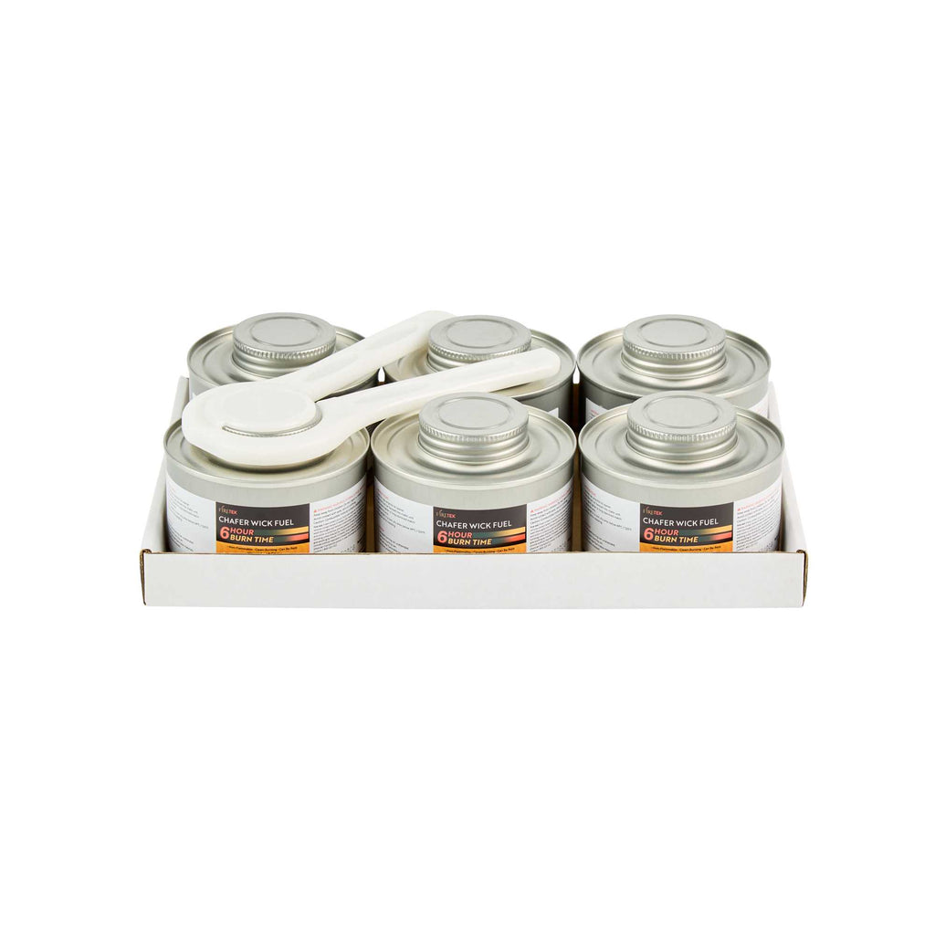 Fire Tek 6 Hour Wick Chafing Fuel - 6 Pack, with Safety Twist Cap and Lid Opener - 4 count box