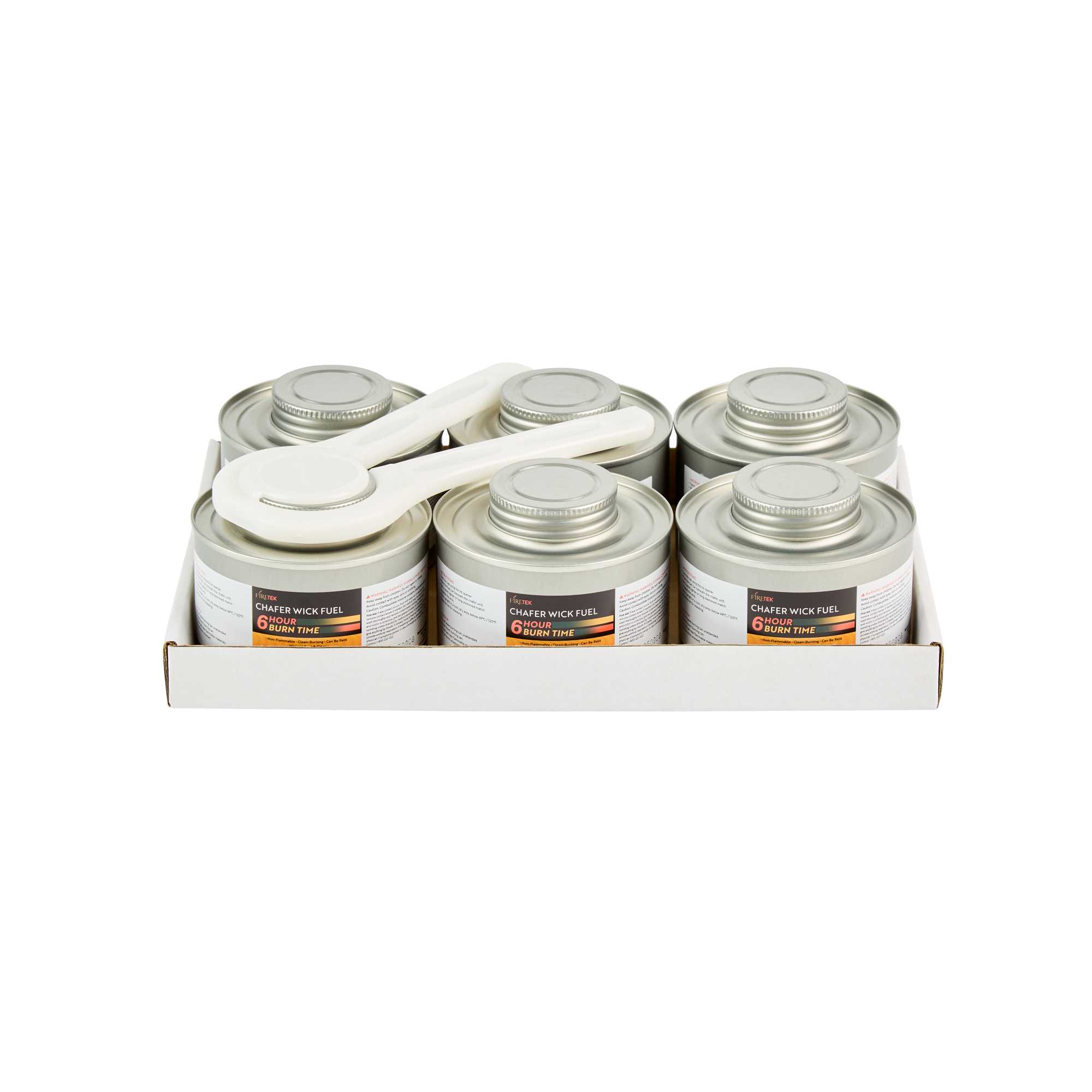 Fire Tek 6 Hour Wick Chafing Fuel - 6 Pack, with Safety Twist Cap and Lid Opener - 4 count box