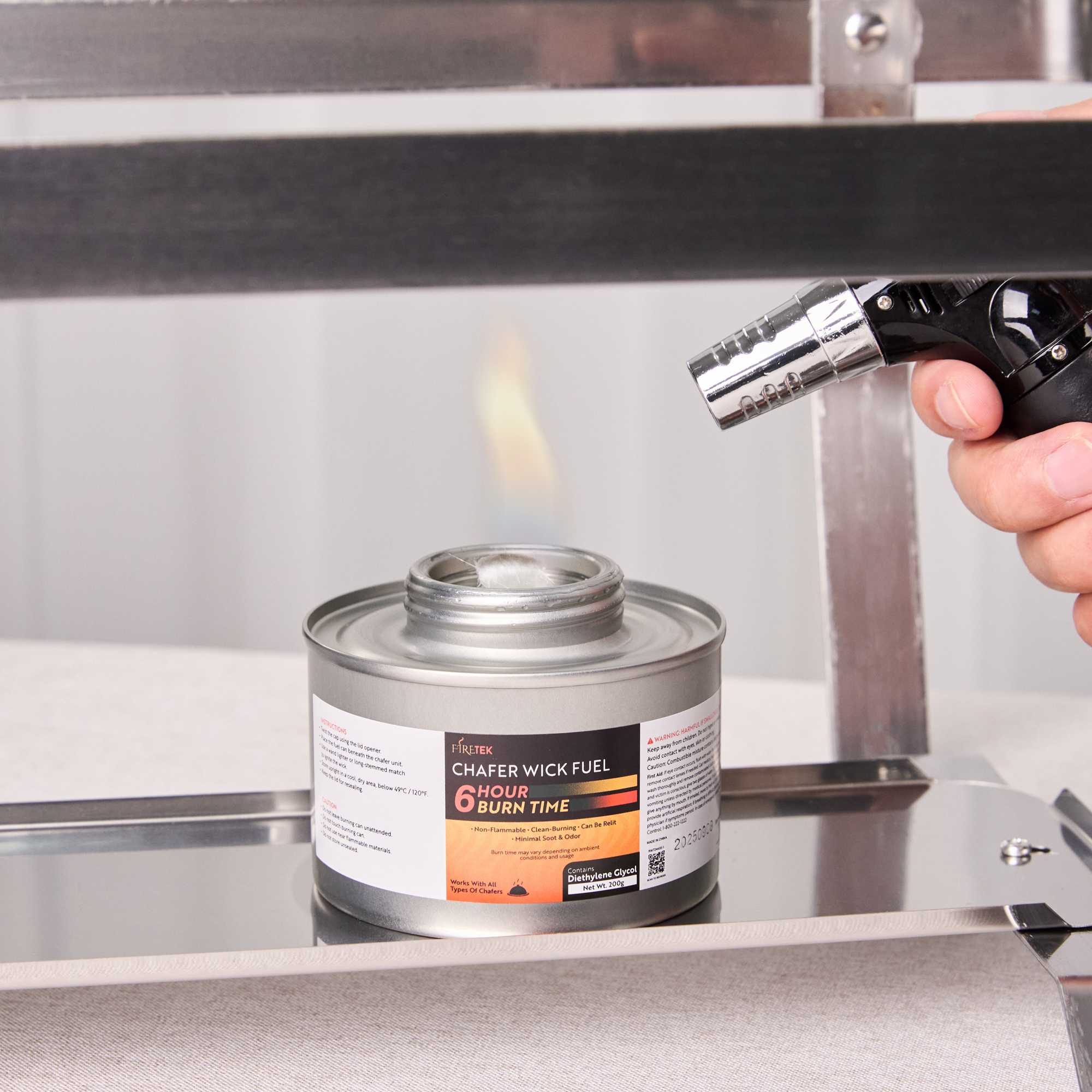 Fire Tek 6 Hour Wick Chafing Fuel - 6 Pack, with Safety Twist Cap and Lid Opener - 4 count box