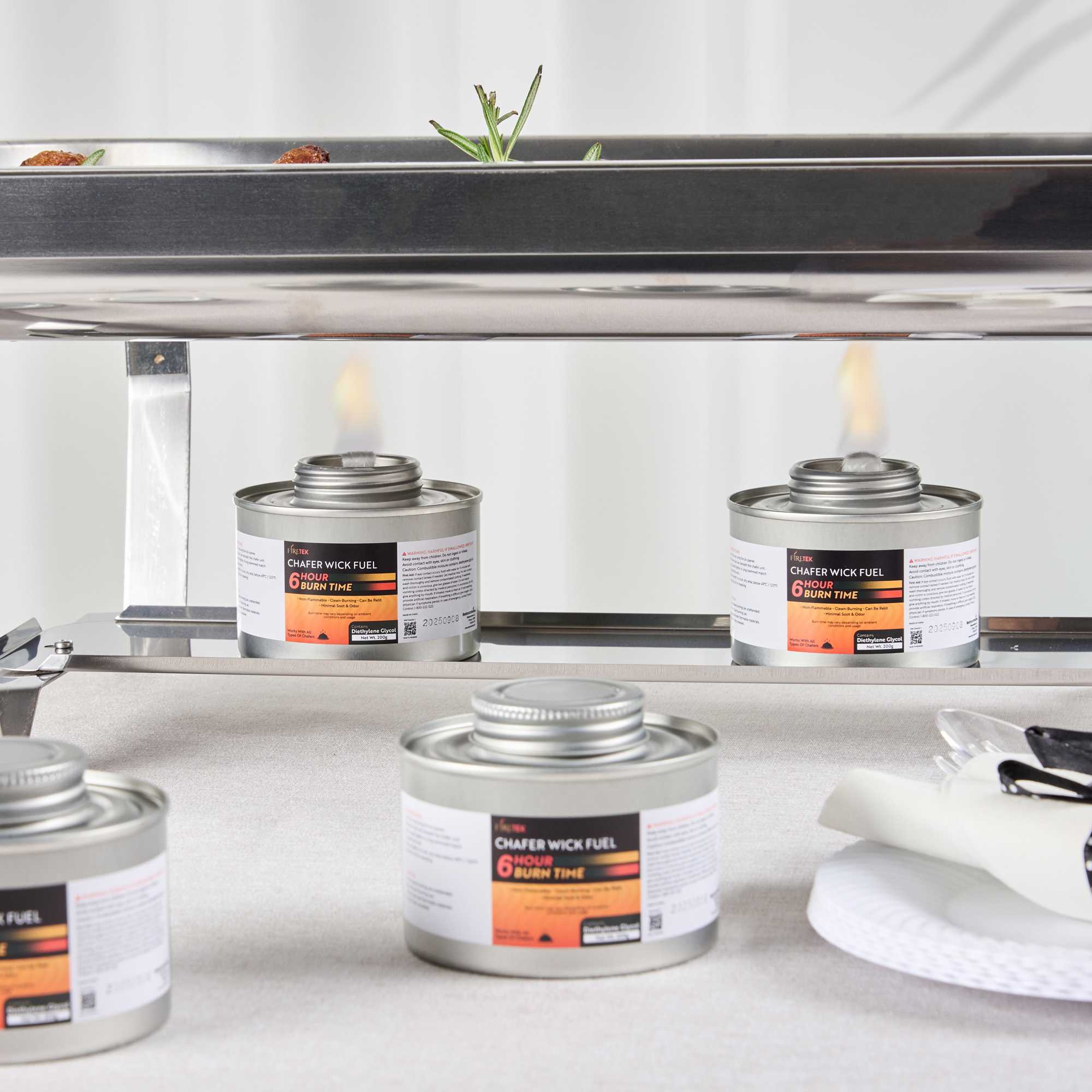 Fire Tek 6 Hour Wick Chafing Fuel - 6 Pack, with Safety Twist Cap and Lid Opener - 4 count box
