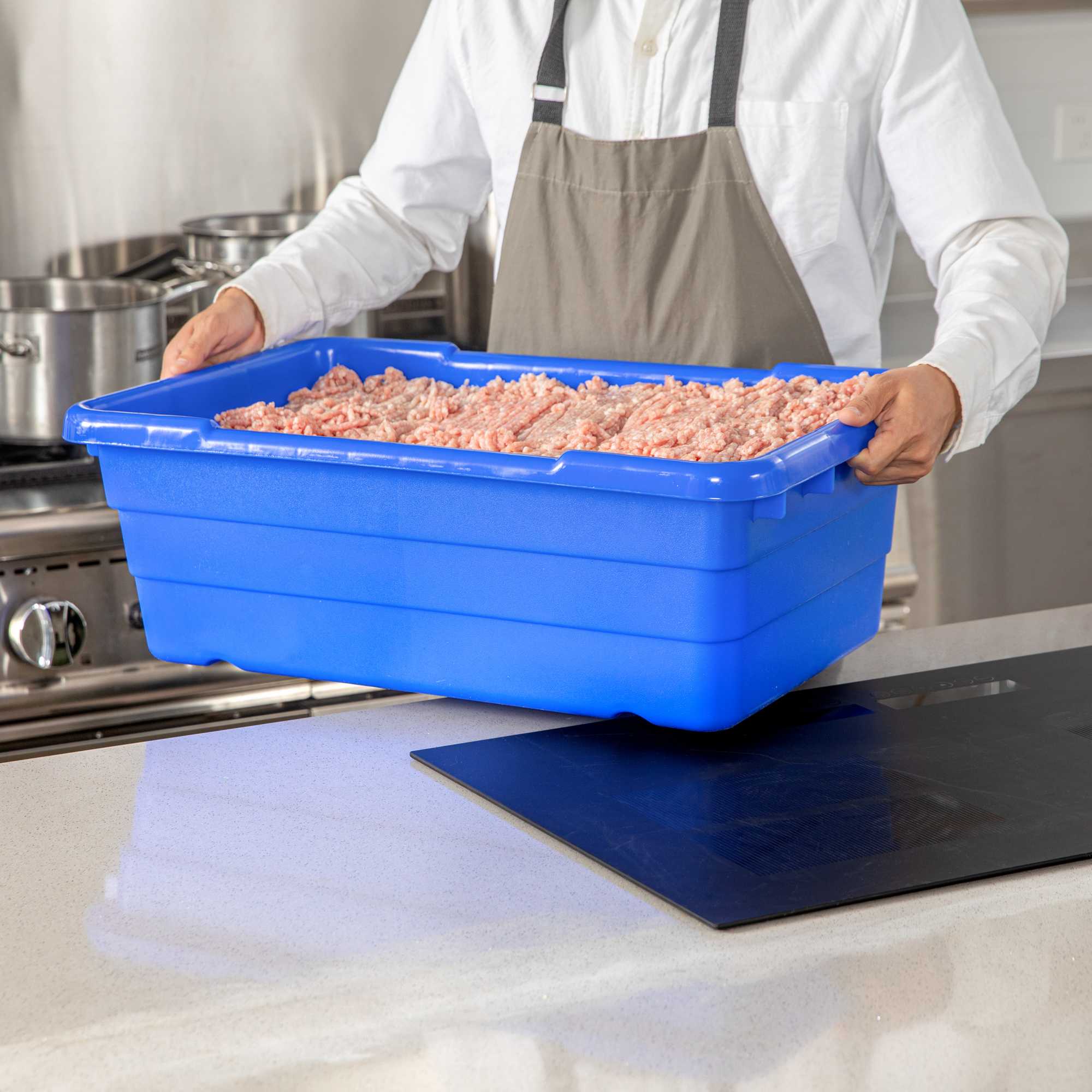 Met Lux Blue Meat Lug / Tote Box - 25" x 16" x 8 3/4" - 10 count box