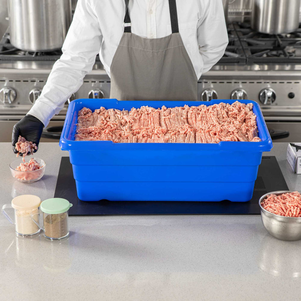 Met Lux Blue Meat Lug / Tote Box - 25" x 16" x 8 3/4" - 10 count box